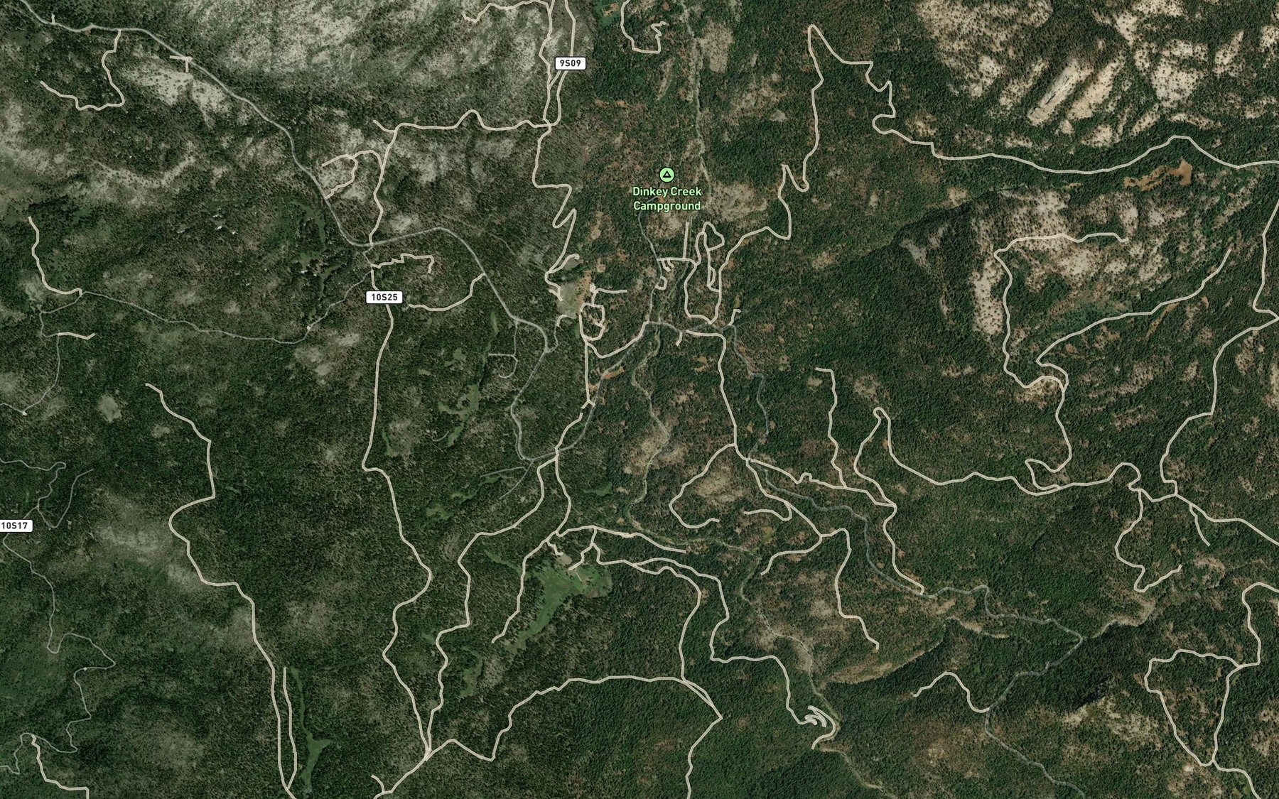 Satellite map of the Exchequer Creek