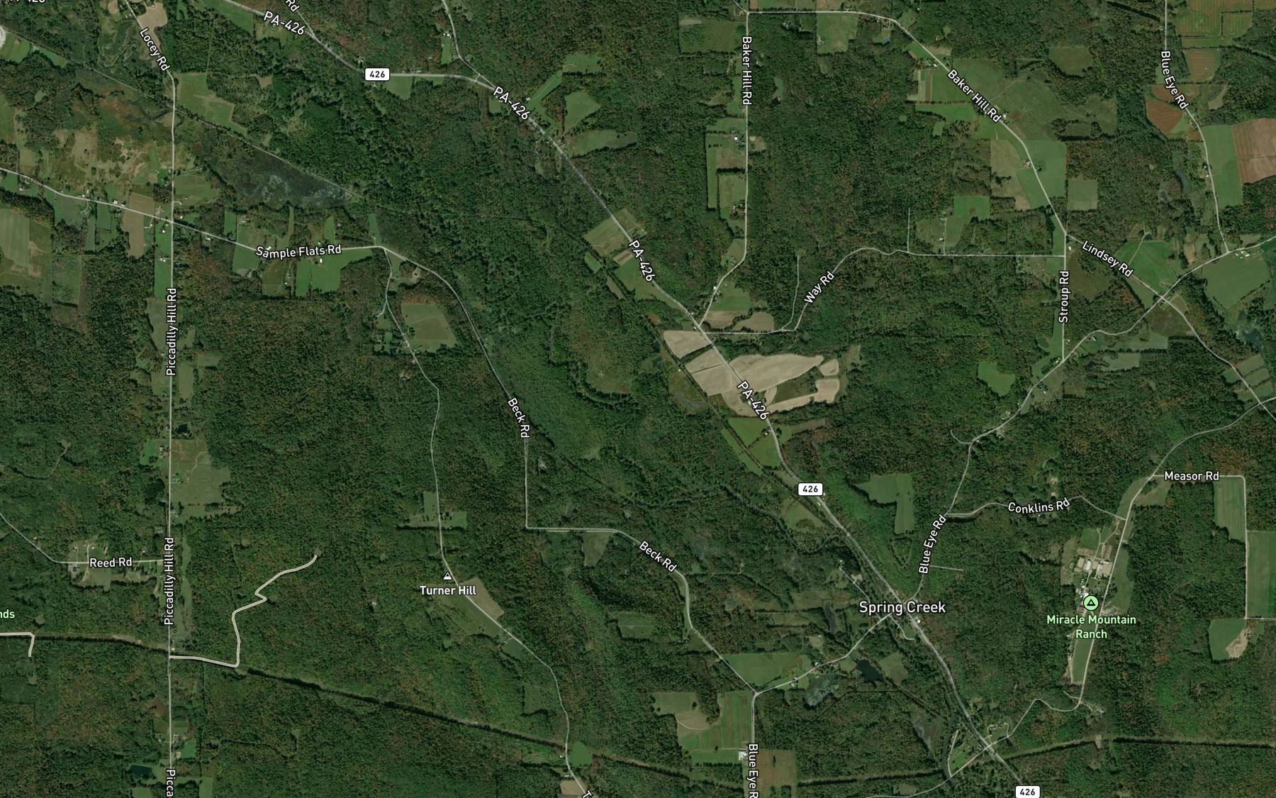 Satellite map of the Damon Run
