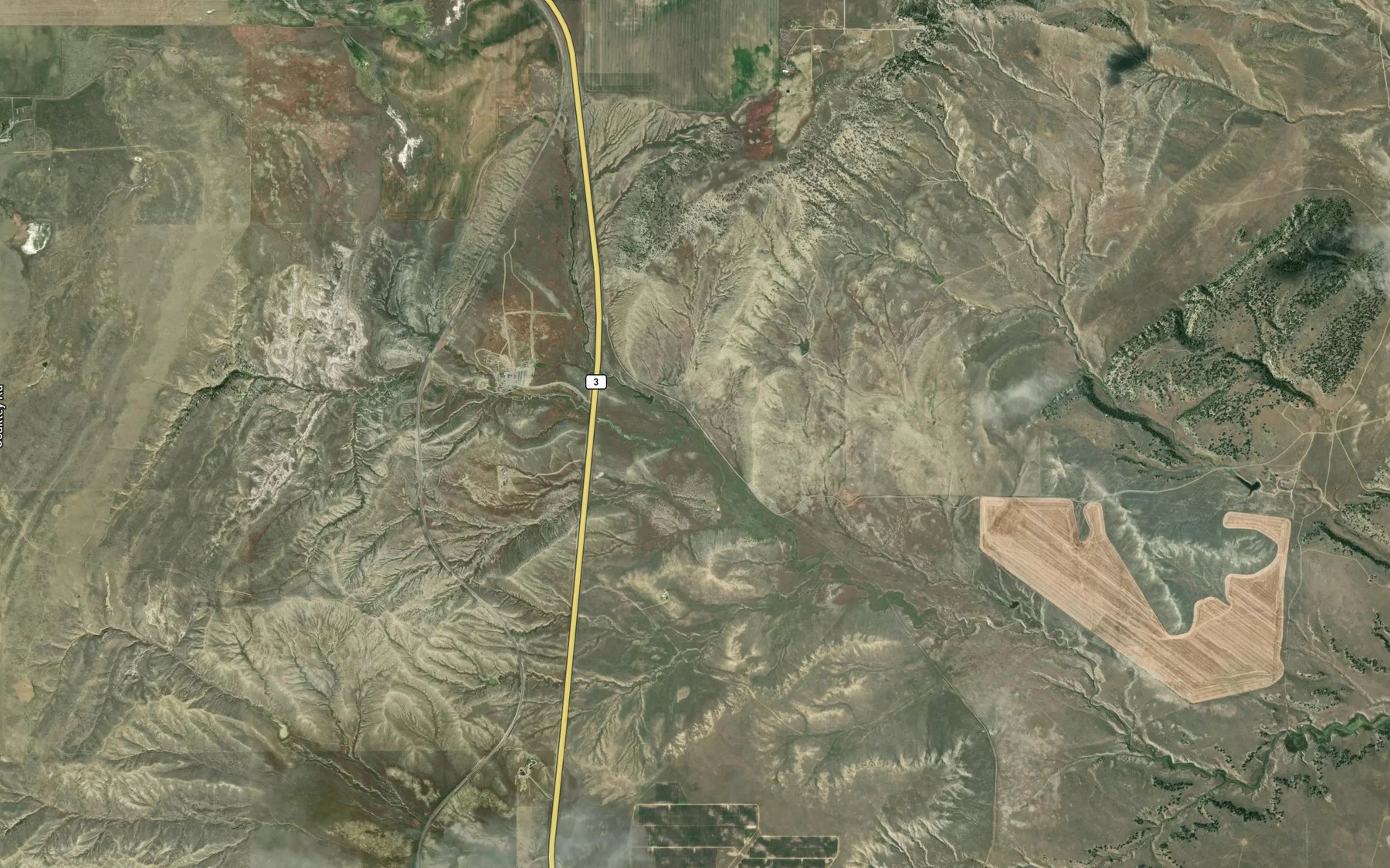 Satellite map of the South Fork Fivemile Creek
