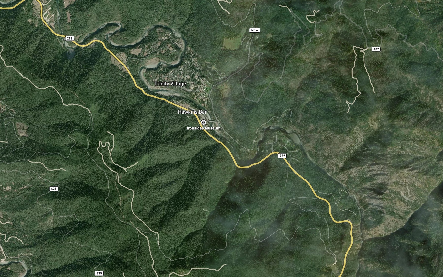 Satellite map of the Pony Creek