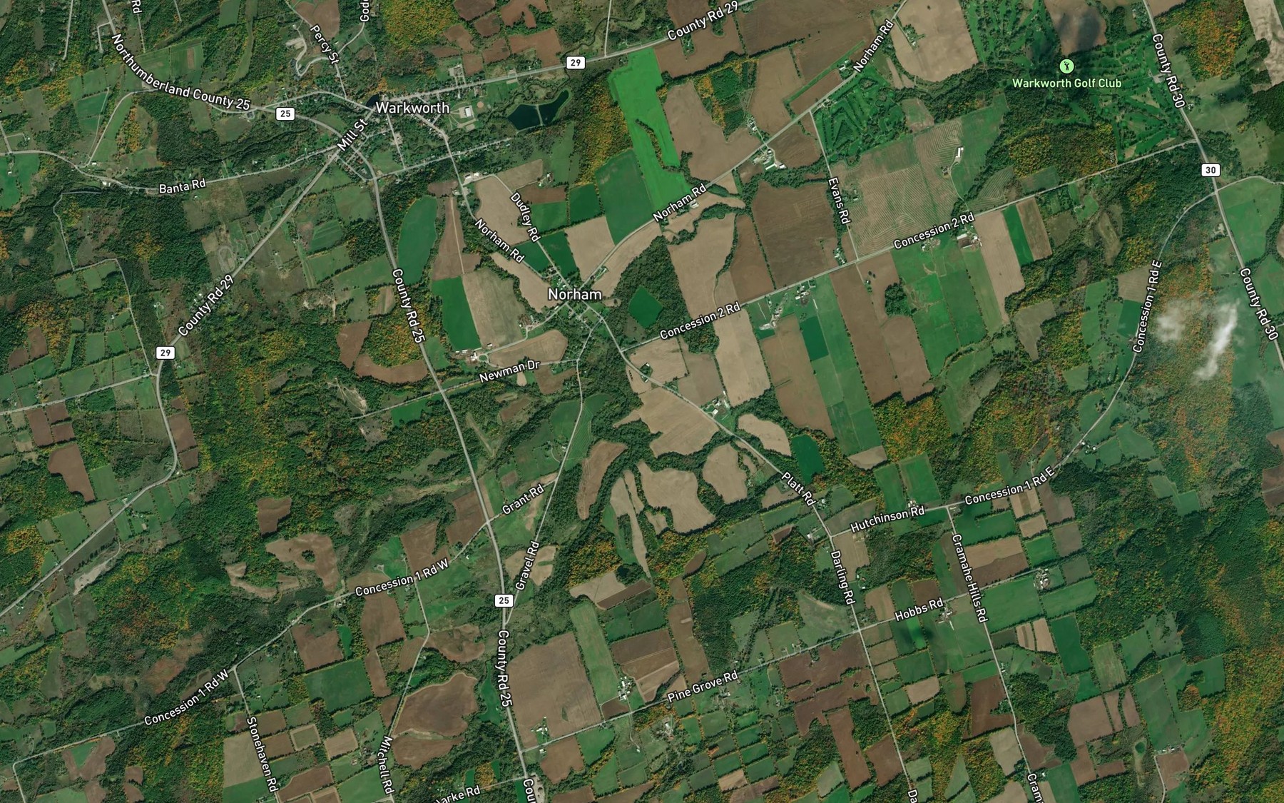 Satellite map of the Norham Pond