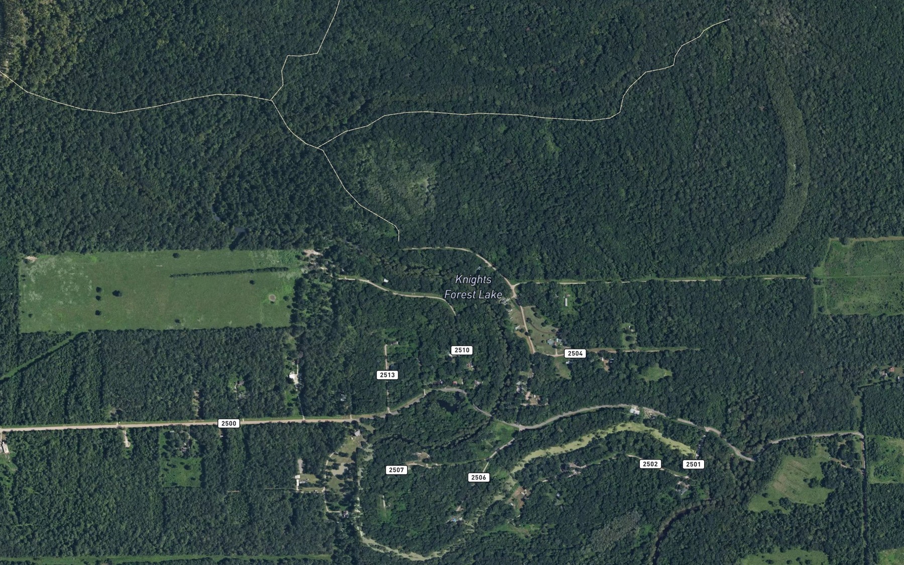 Satellite map of the Knights Forest Lake