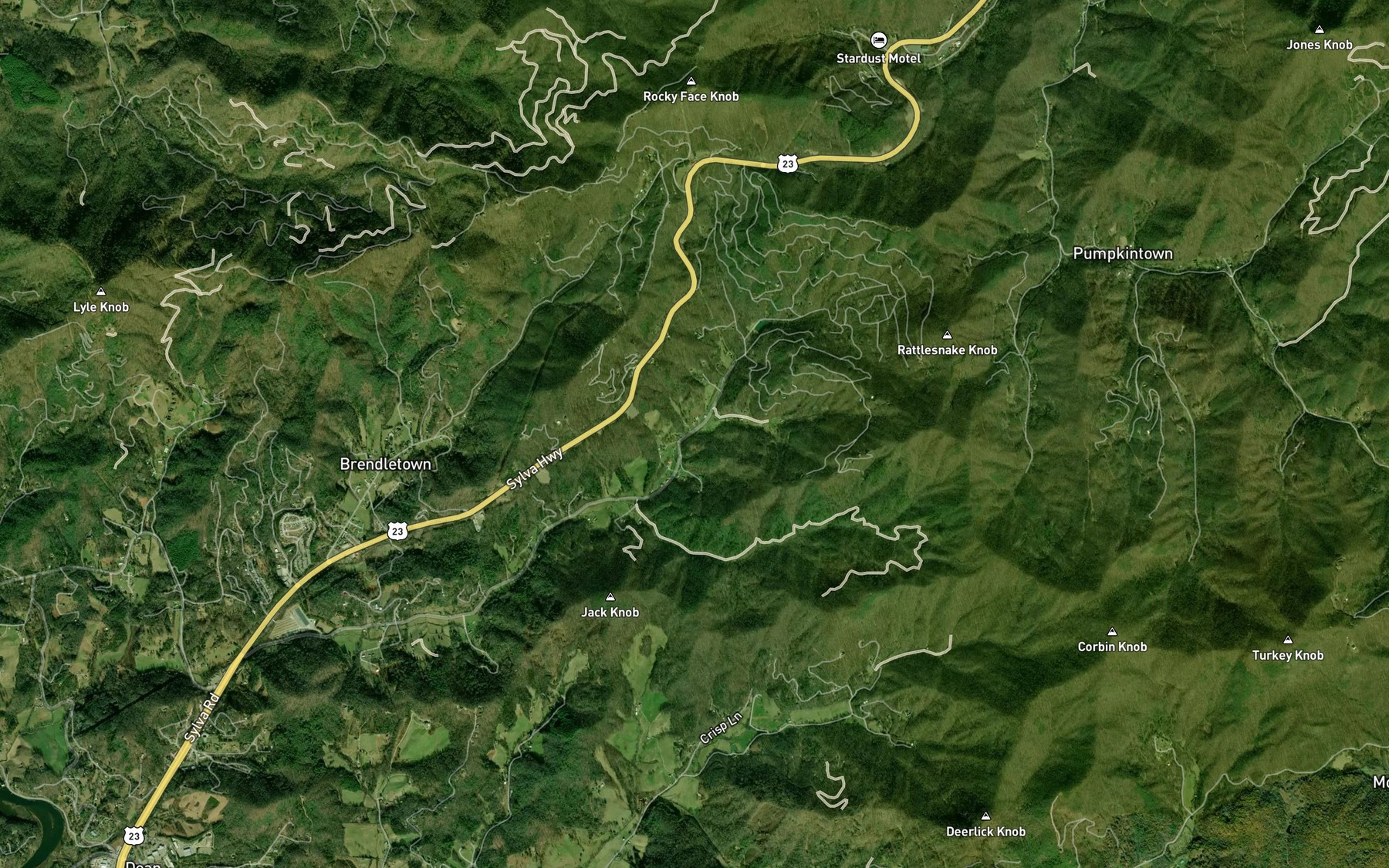 Satellite map of the Hughes Branch