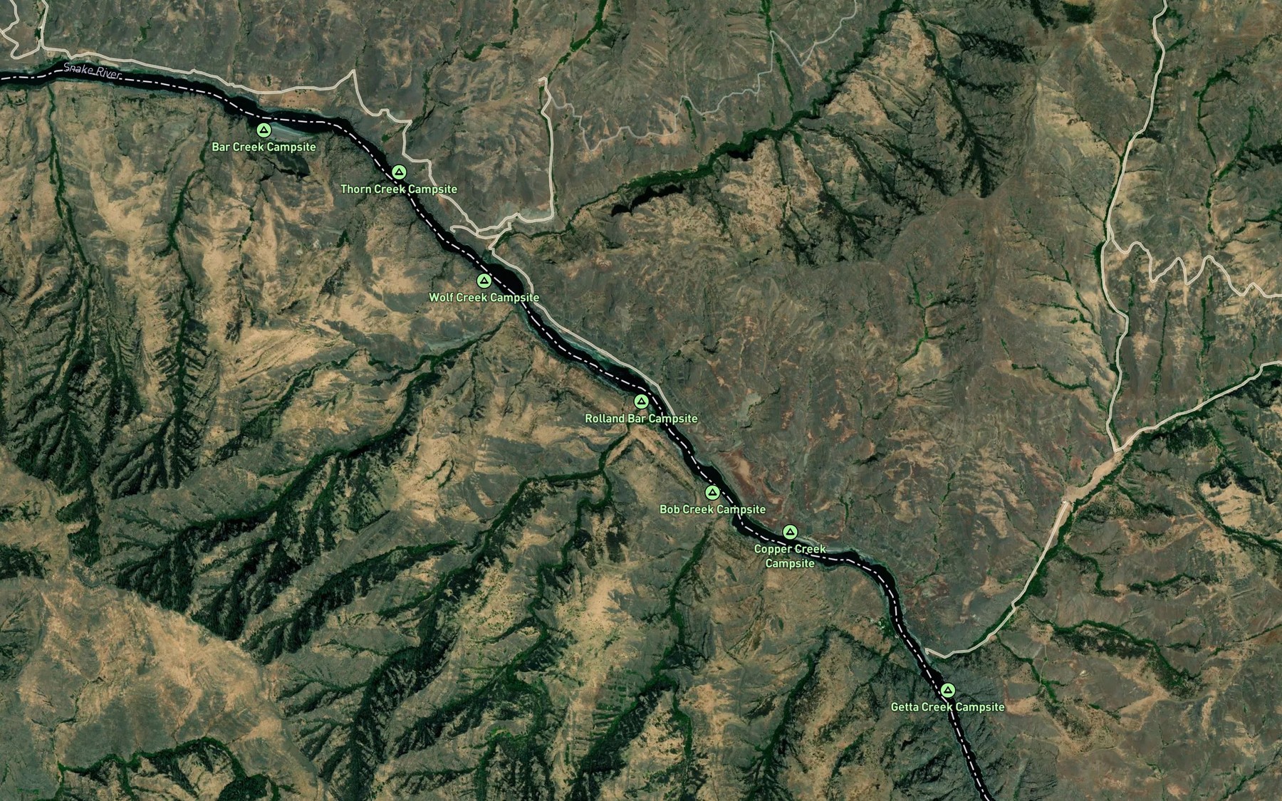 Satellite map of the Bob Creek