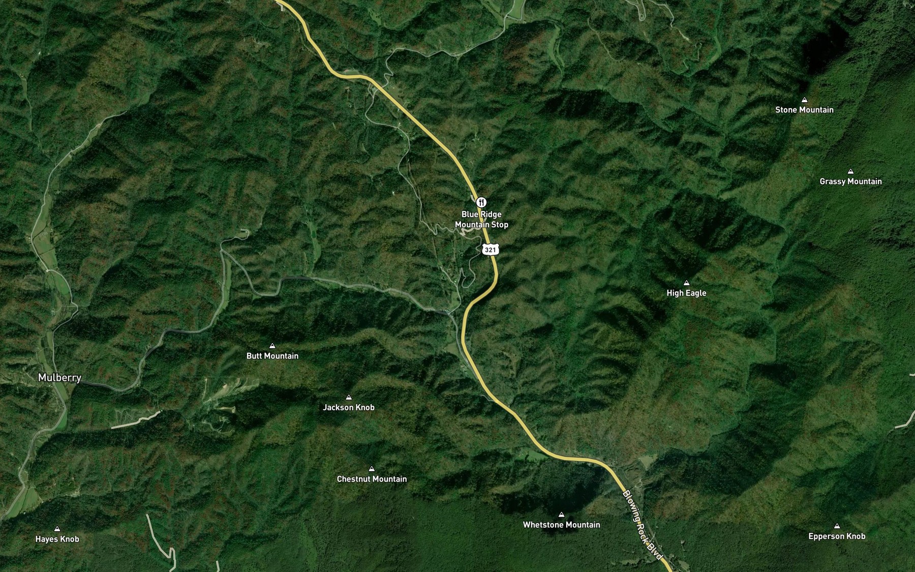 Satellite map of the Puncheon Camp Creek