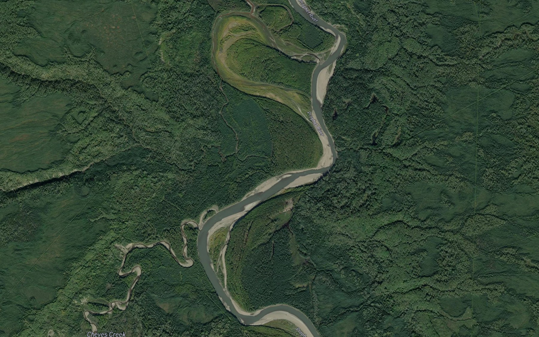 Satellite map of the Tsachehdza Creek