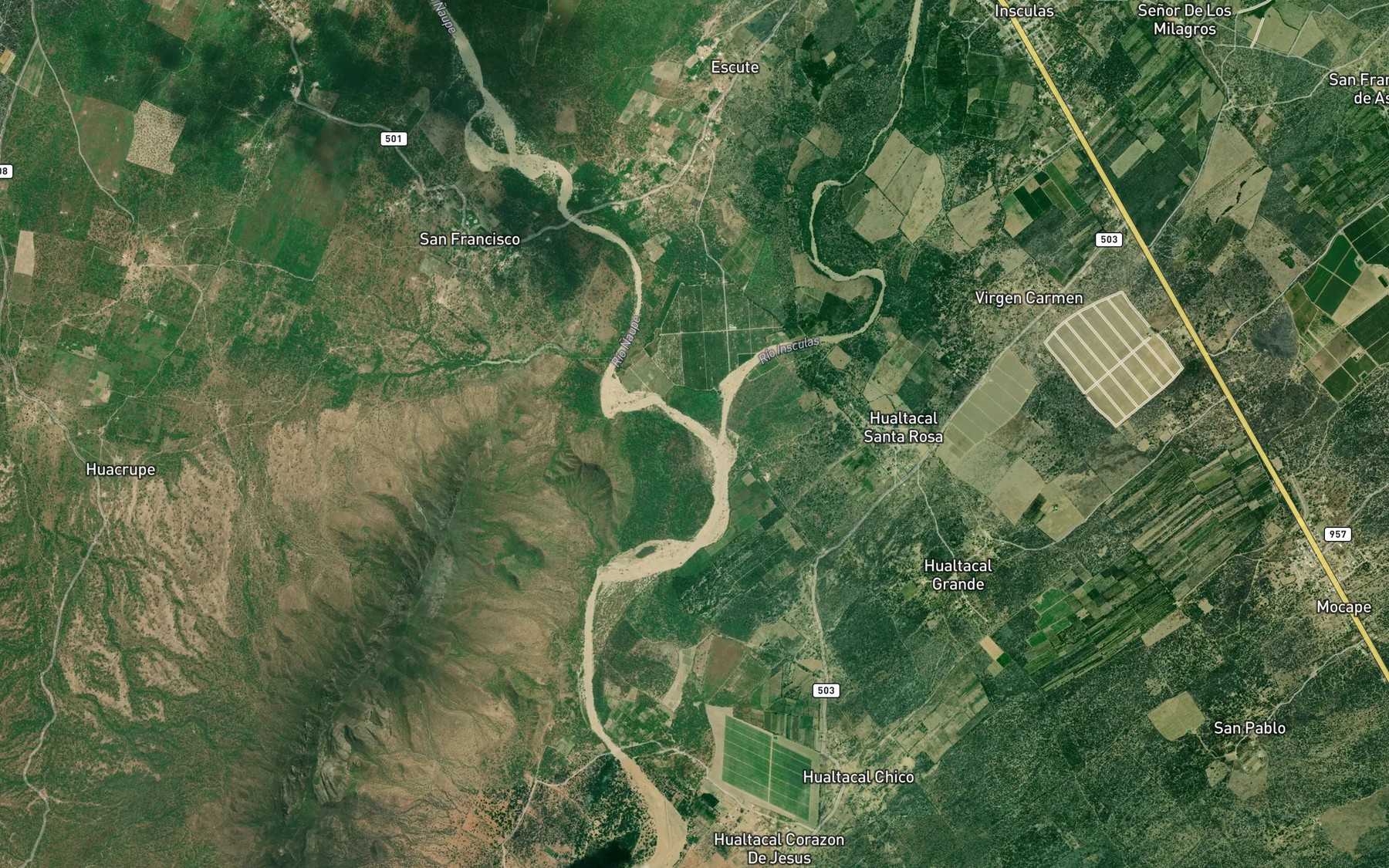Satellite map of the Quebrada Naupe