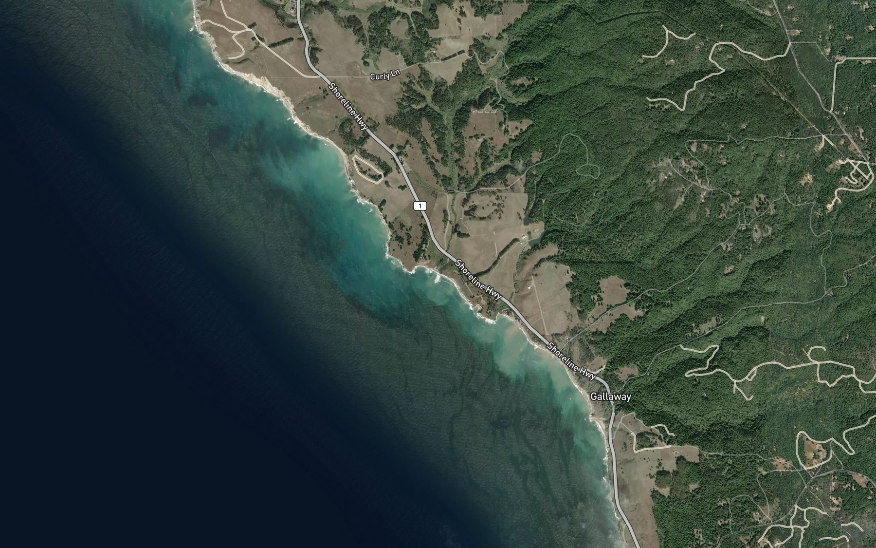Satellite map of the Moat Creek