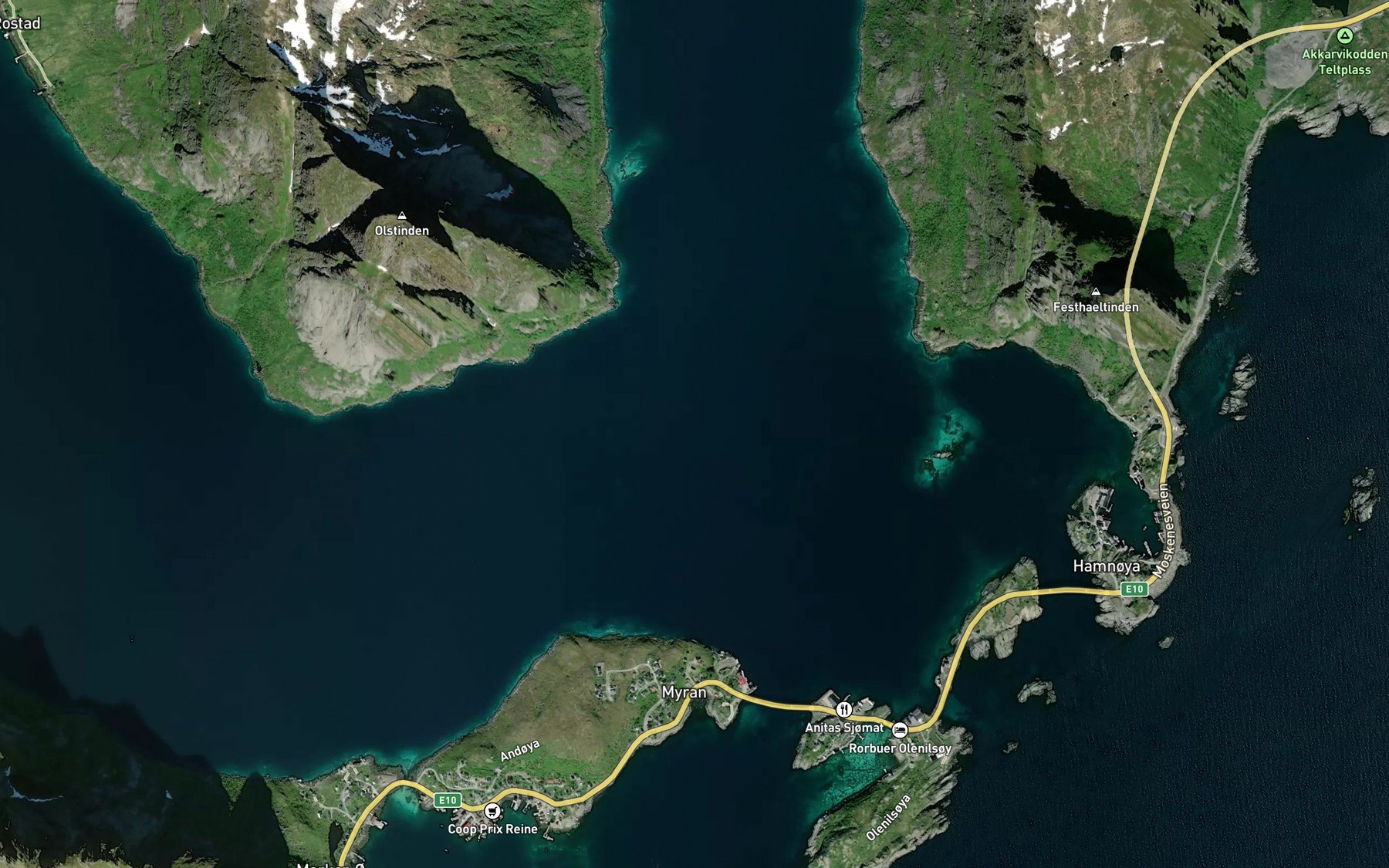 Satellite map of the Kjerkefjorden