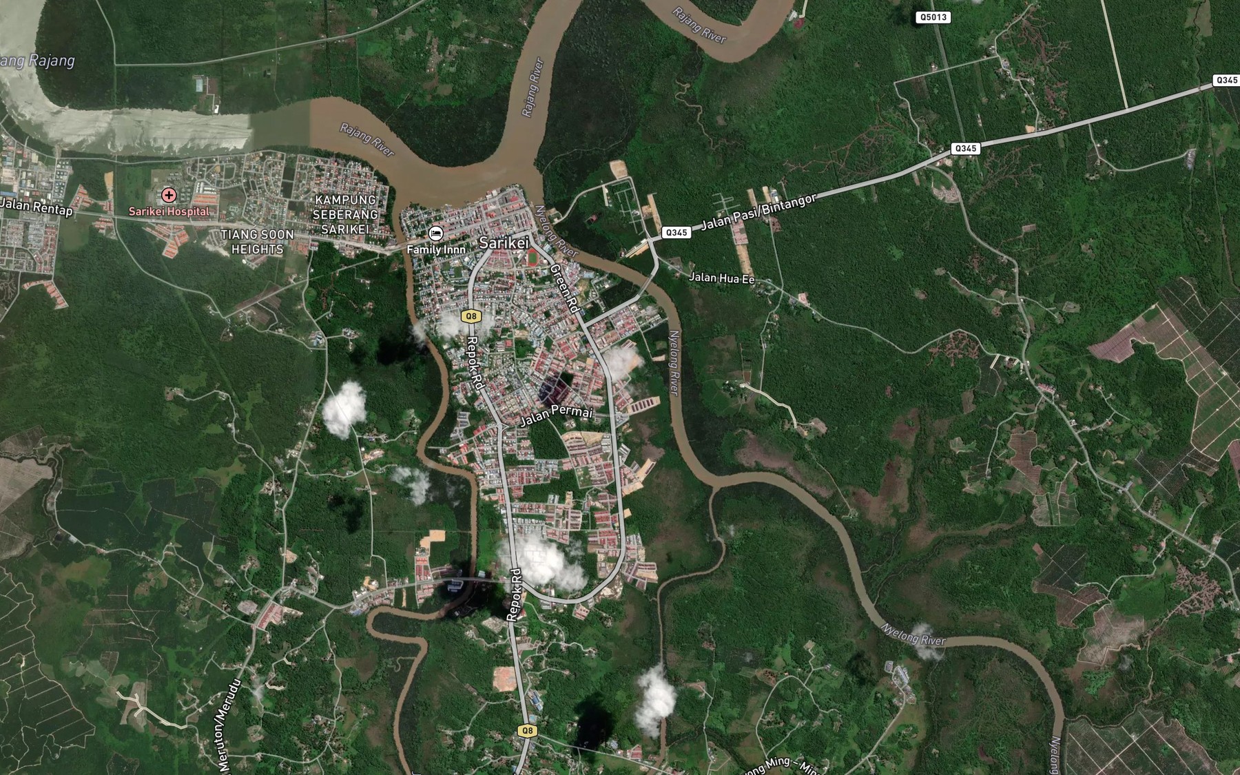 Satellite map of the Sungai Ensenga