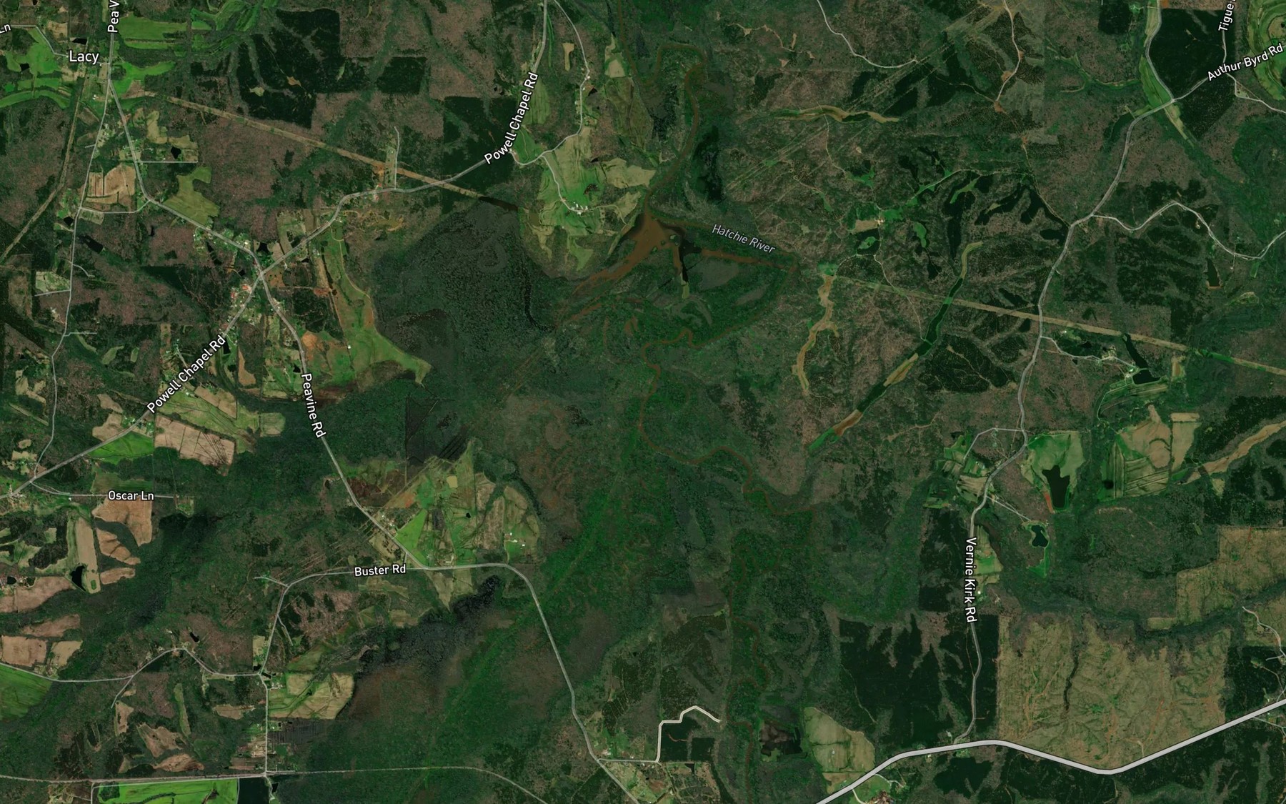 Satellite map of the Dry Cypress Creek