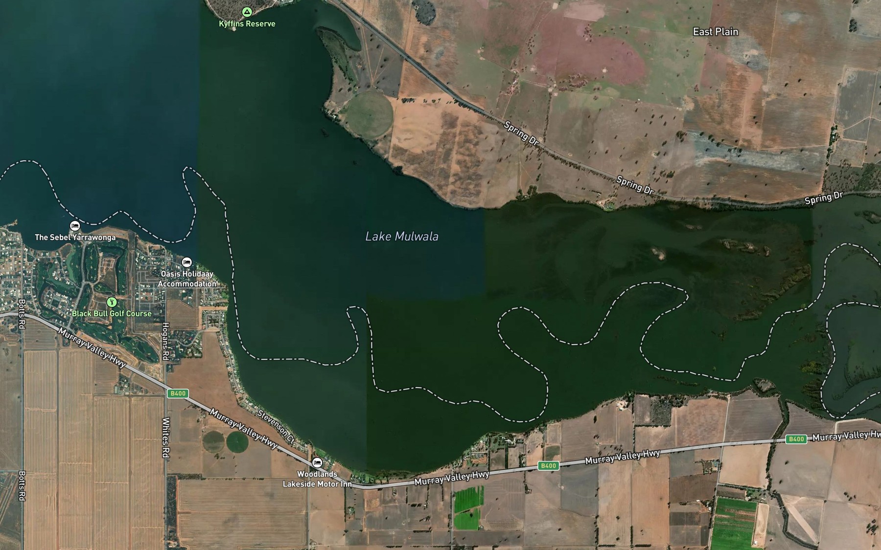 Satellite map of the Yarrawonga Reservoir
