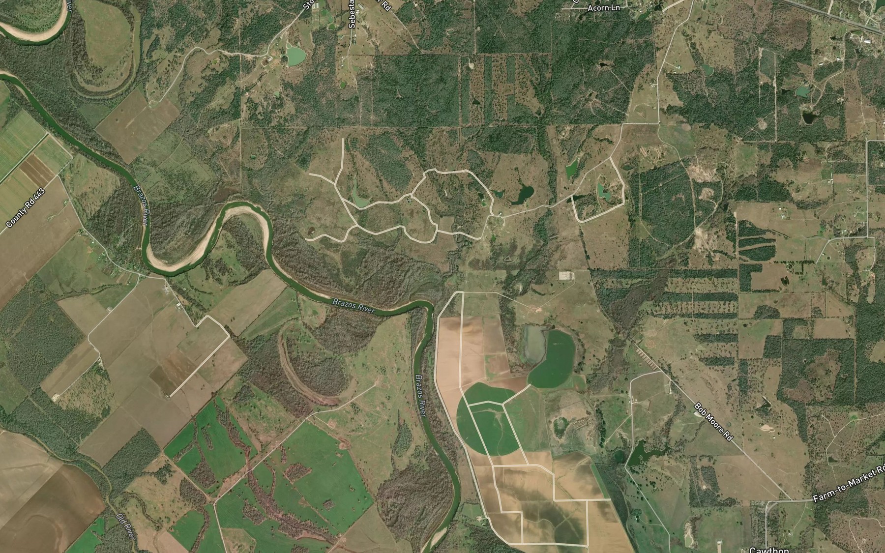 Satellite map of the Boggy Creek
