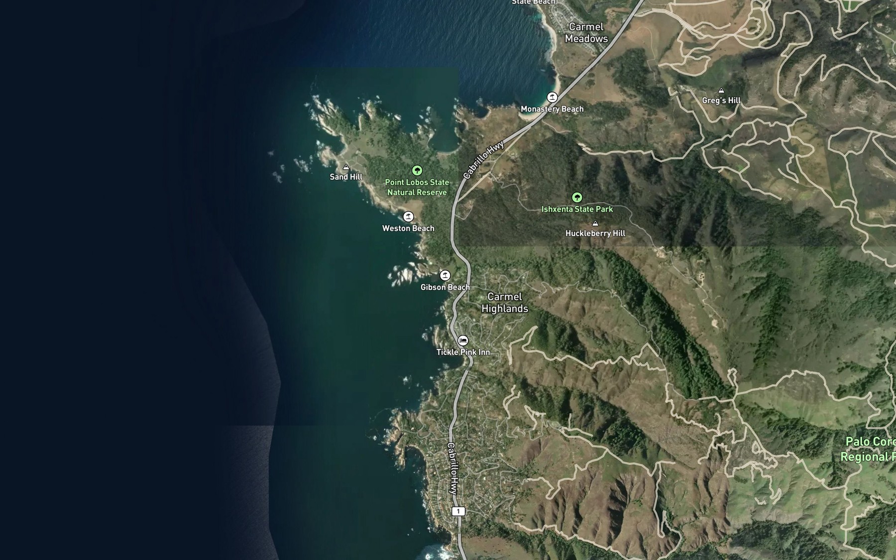 Satellite map of the Gibson Creek