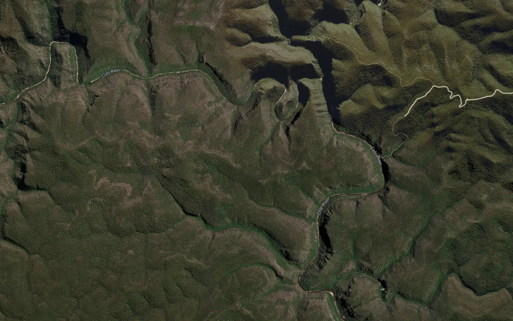 Satellite map of the Wollemi Creek