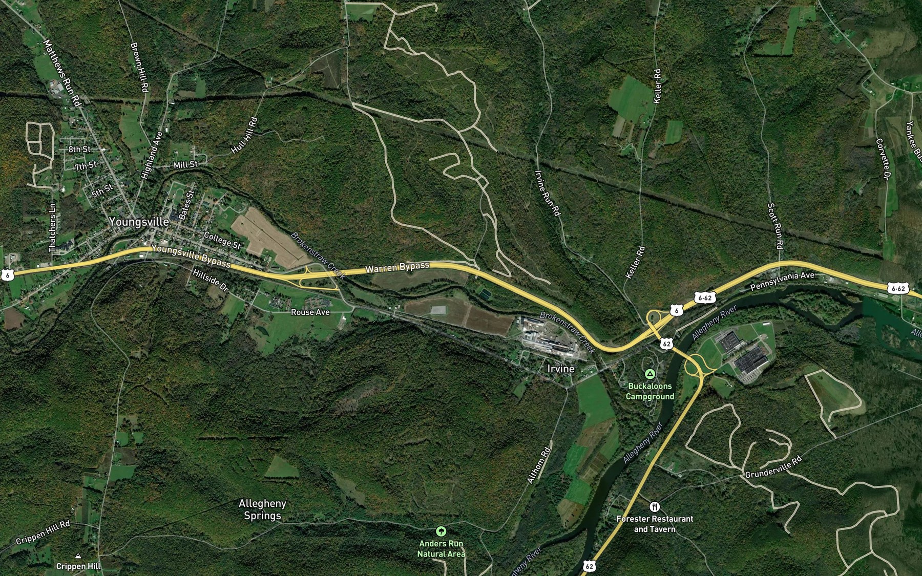 Satellite map of the McKinney Run