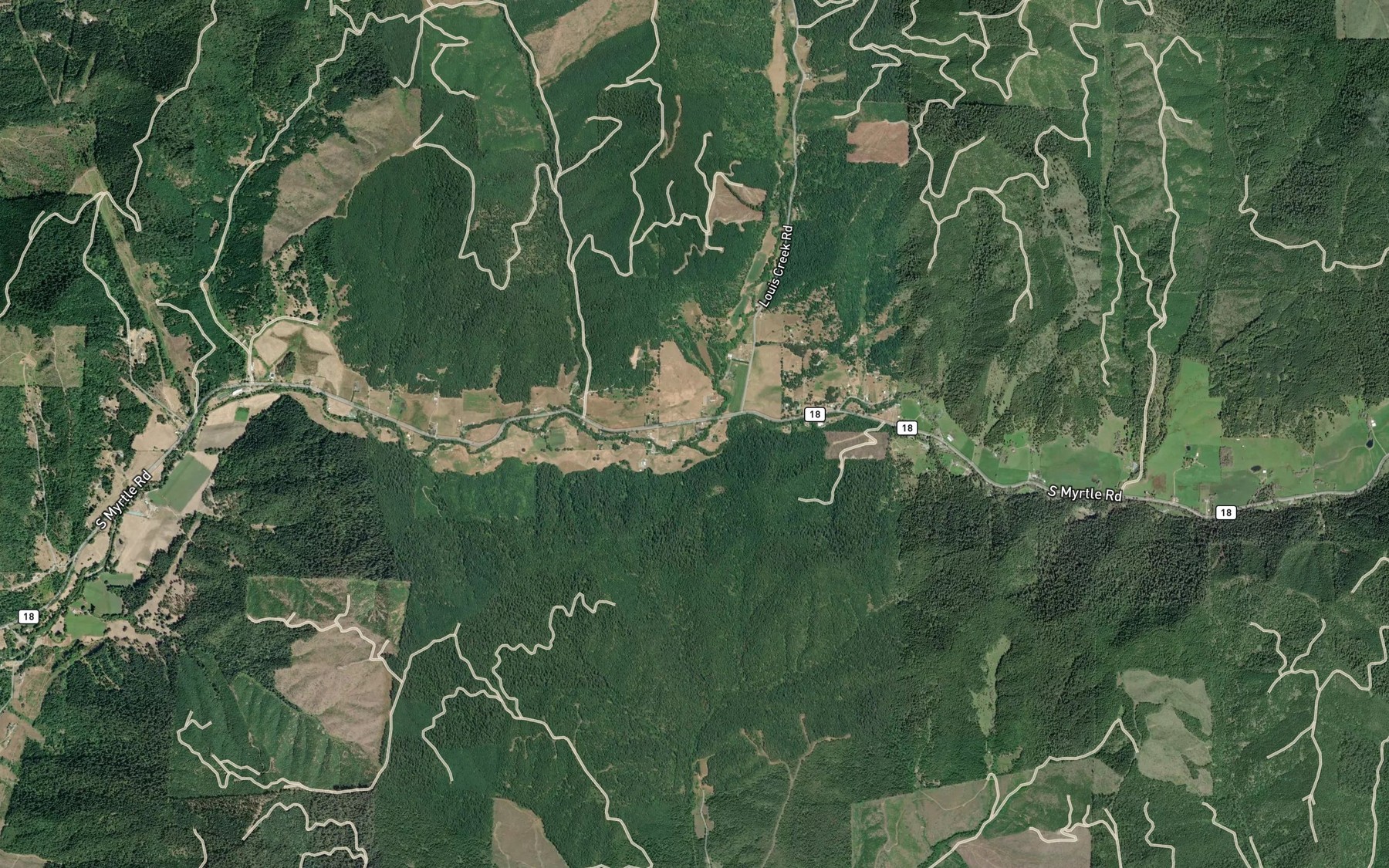 Satellite map of the Louis Creek