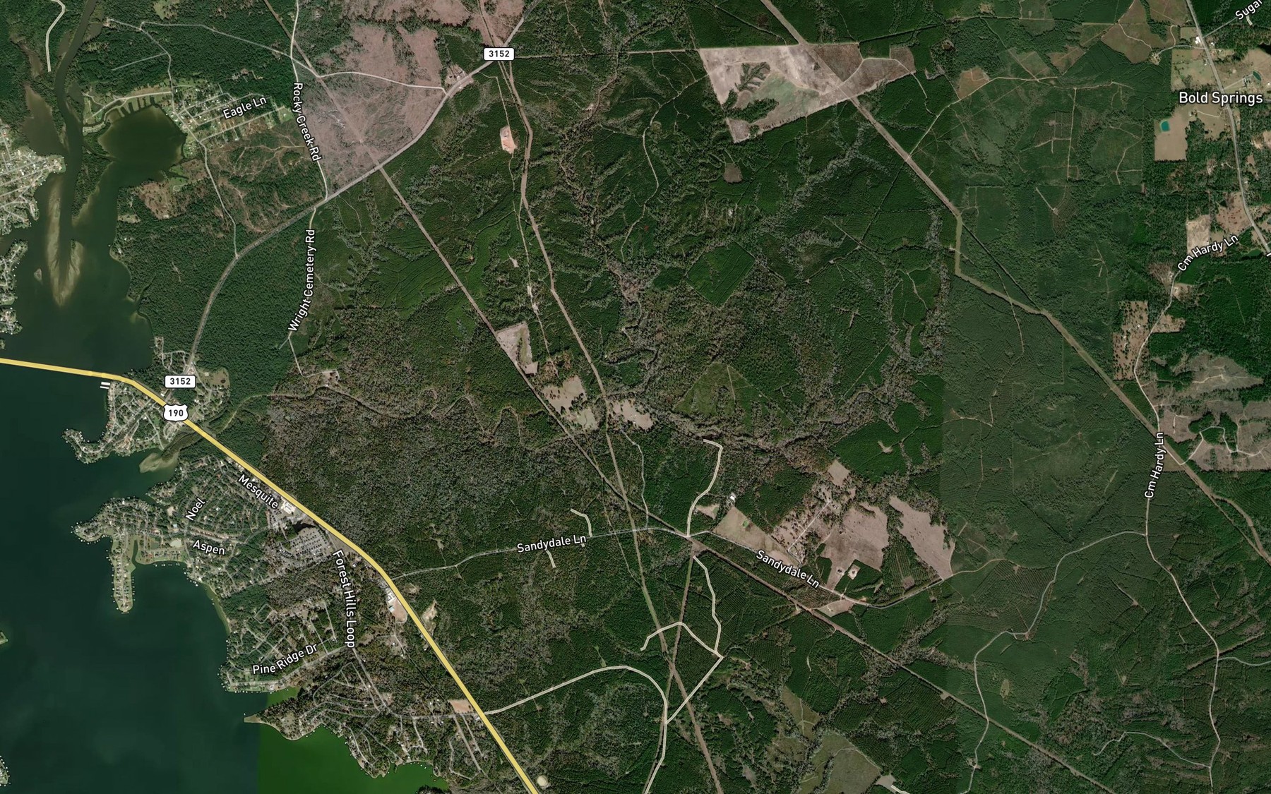 Satellite map of the Manton Creek
