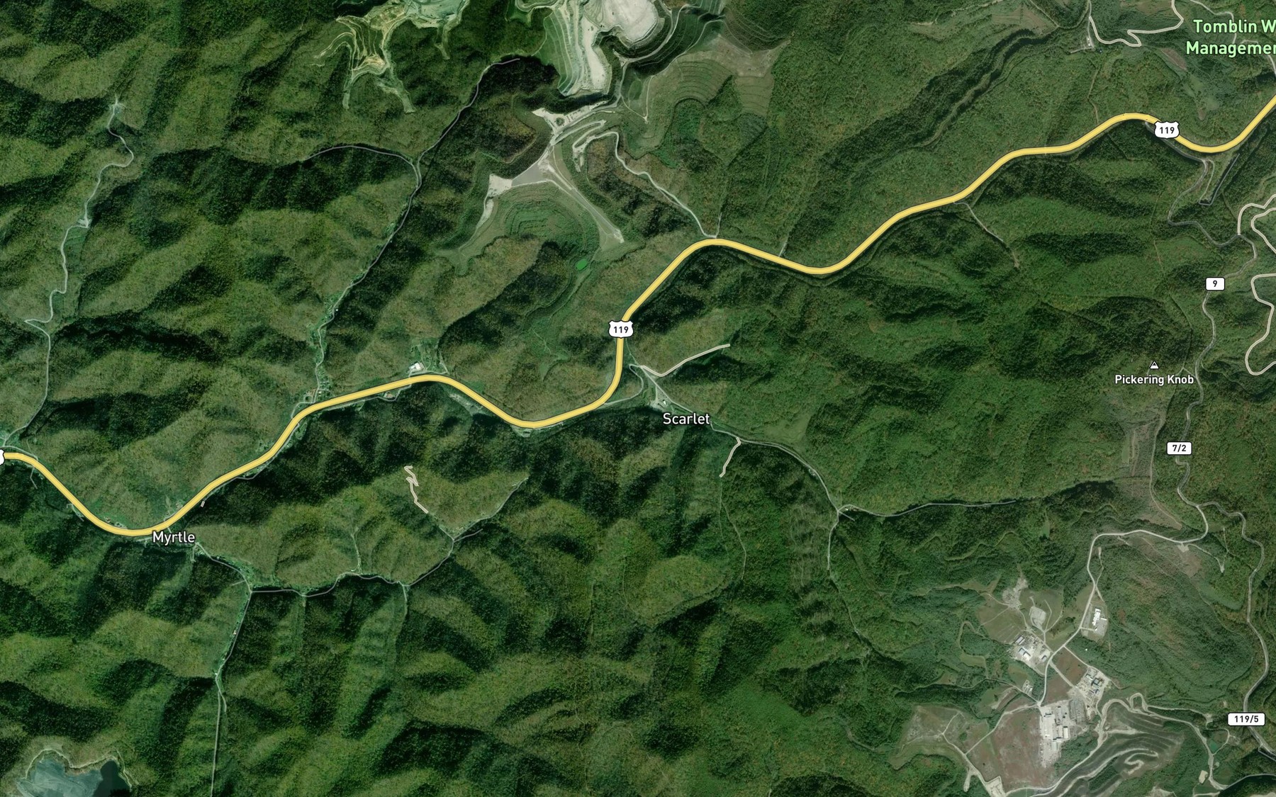 Satellite map of the Right Fork Trace Fork