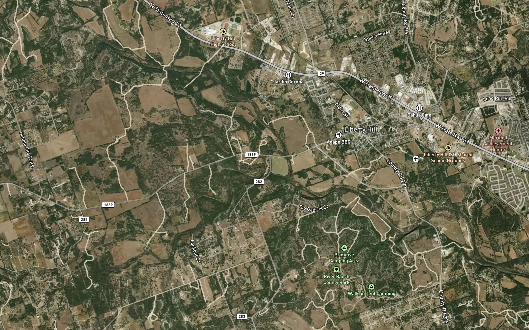 Satellite map of the Potts Branch