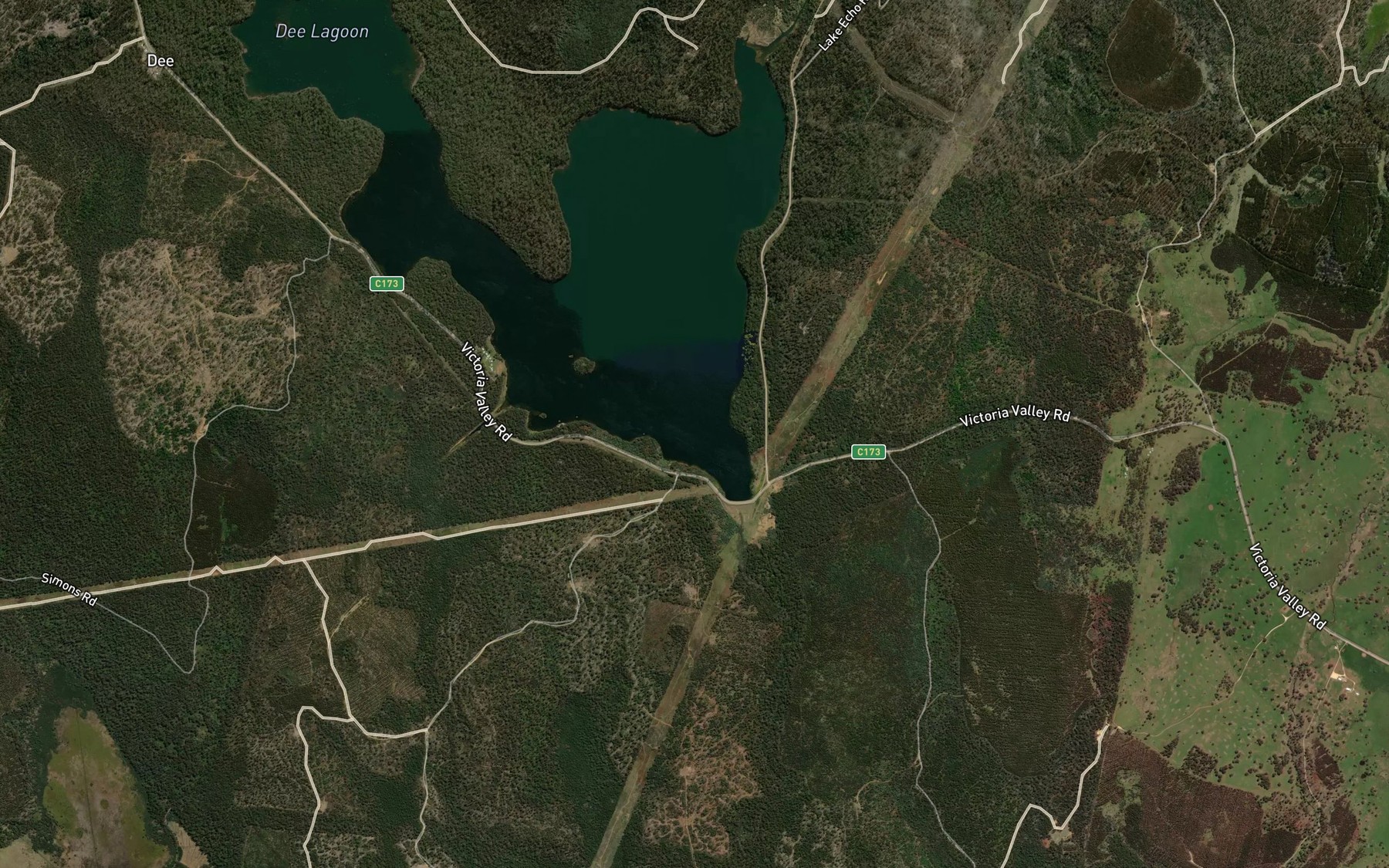 Satellite map of the Dee Dam Bay