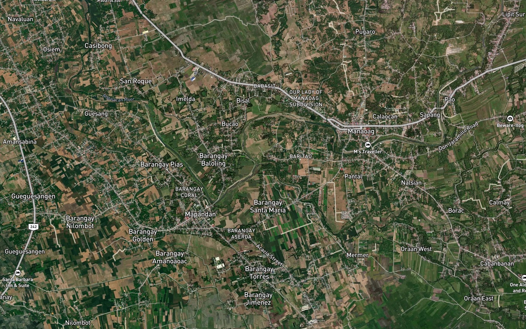 Satellite map of the Angalacan River
