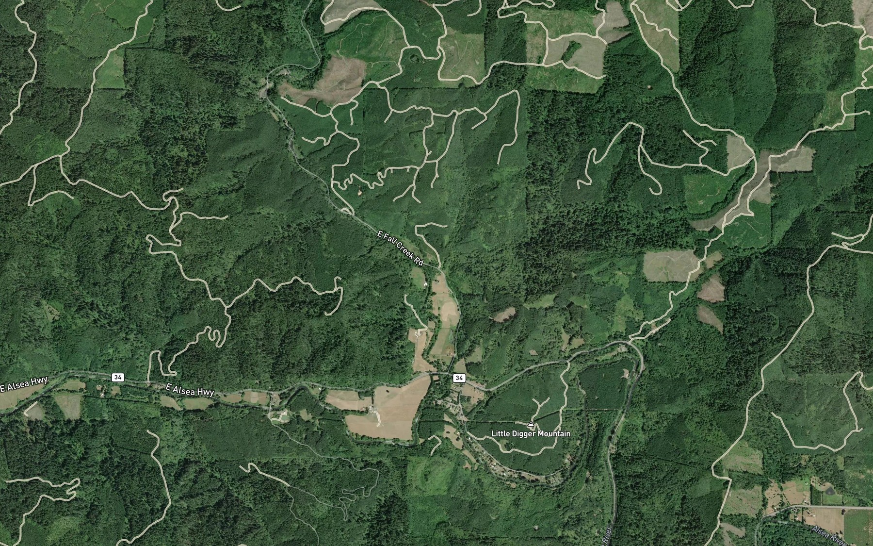 Satellite map of the Skunk Creek
