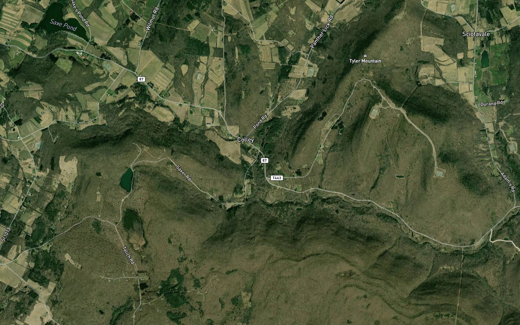 Satellite map of the Wolf Run