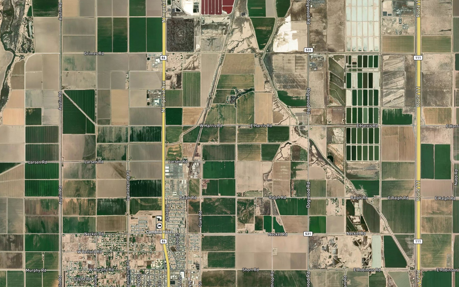 Satellite map of the Dolson Drain One