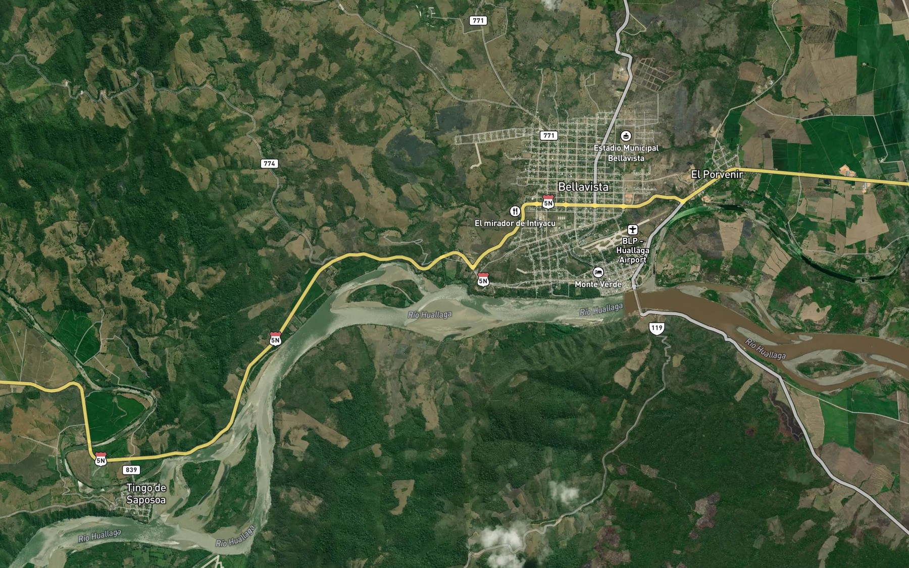 Satellite map of the Rio Intiyacu