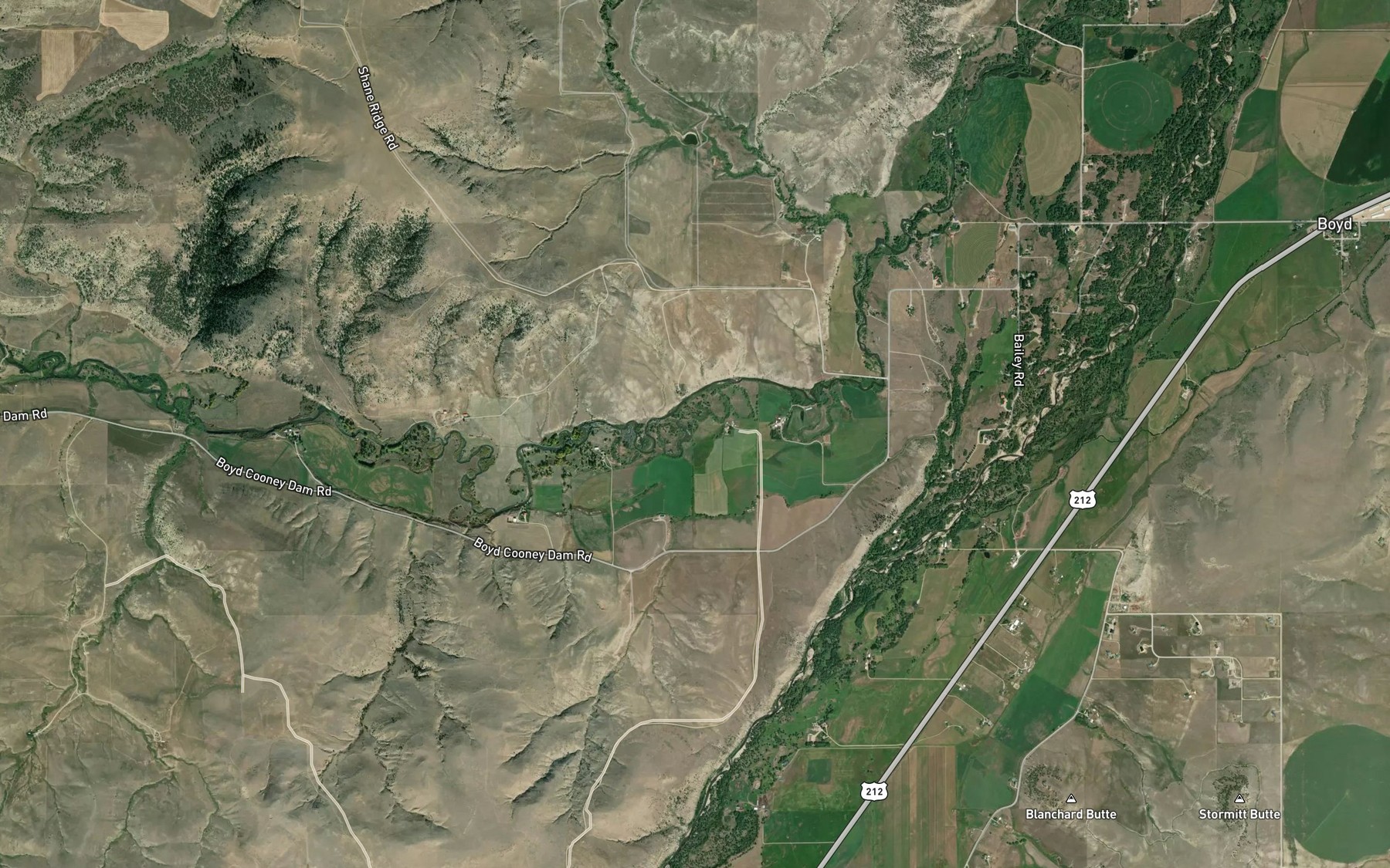Satellite map of the Wallila Coulee