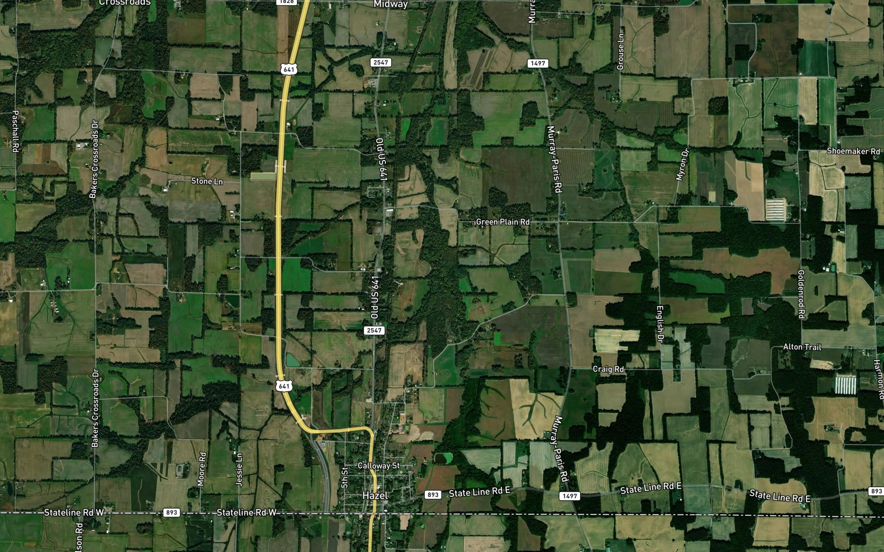 Satellite map of the Brushy Creek