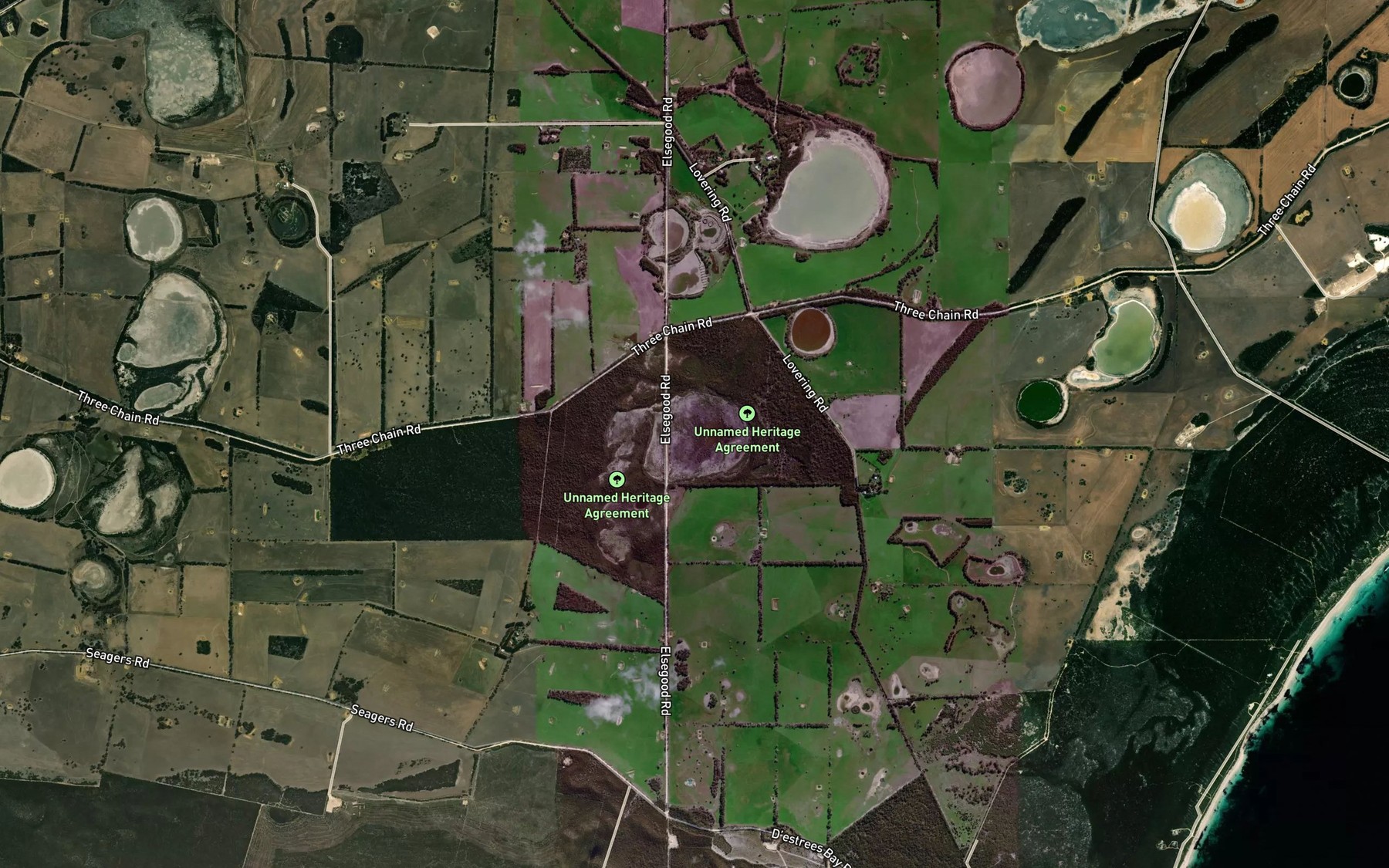 Satellite map of the Tea Tree Lagoon