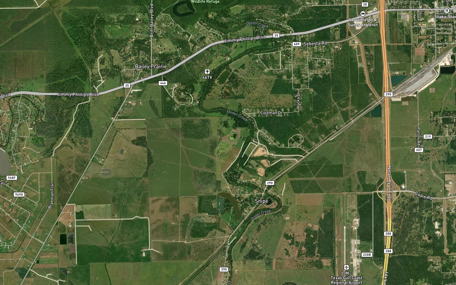 Satellite map of the Dane Lake