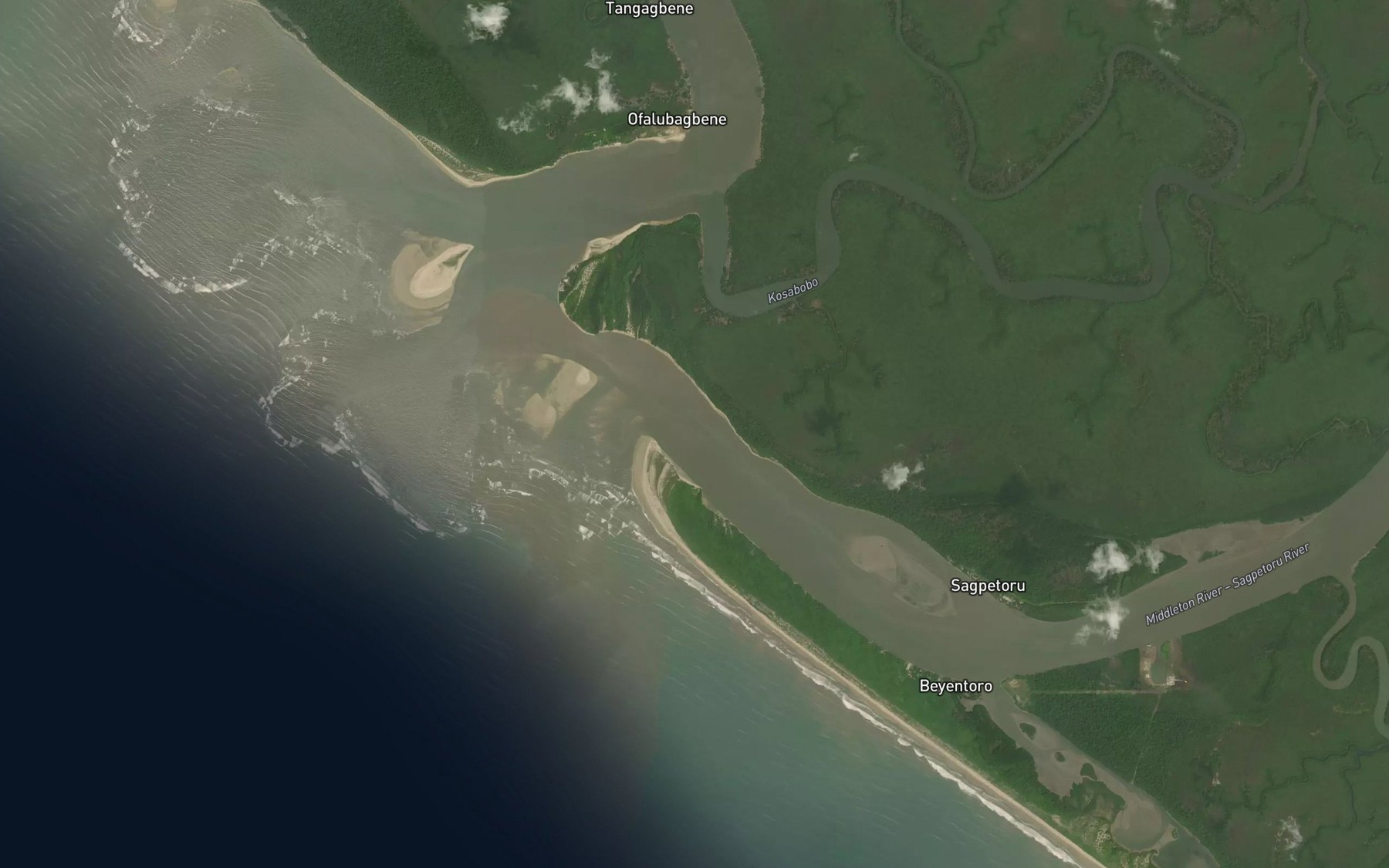 Satellite map of the Bengatoro River