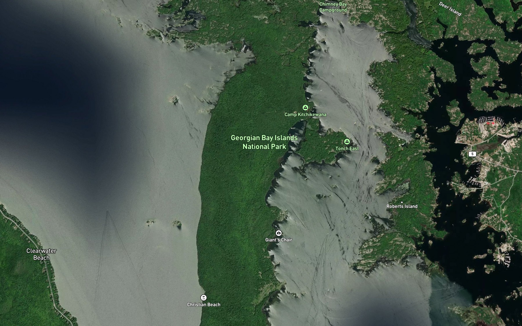 Satellite map of the Treasure Bay