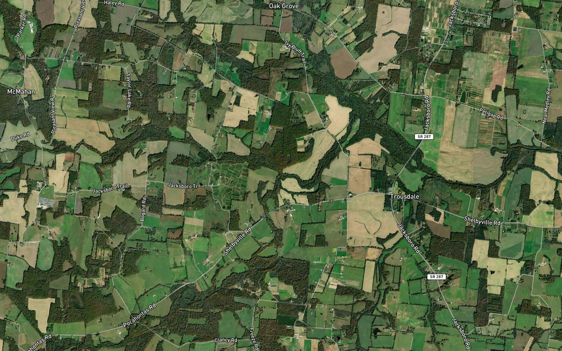 Satellite map of the South Prong Barren Fork