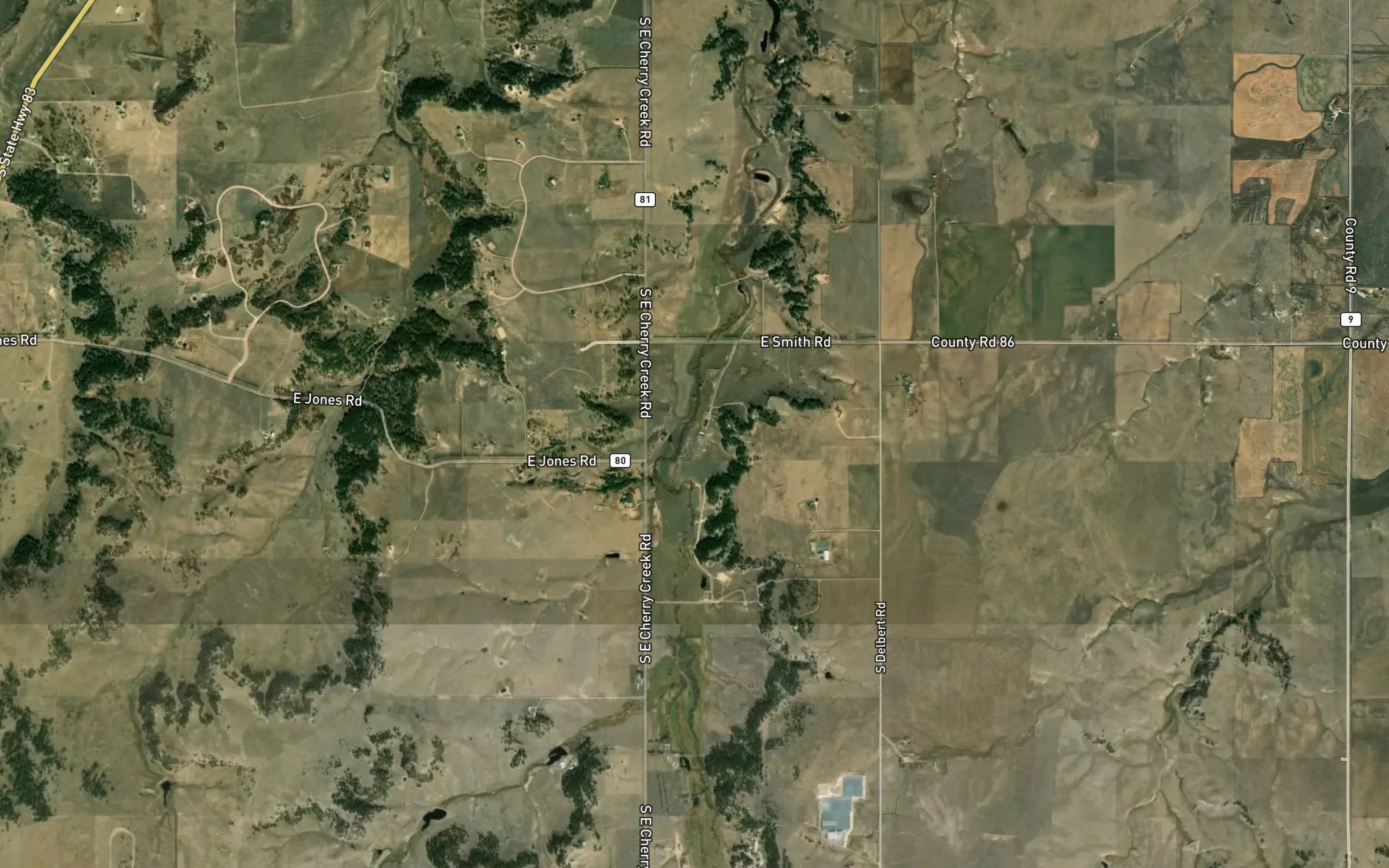 Satellite map of the Alderman Ditch