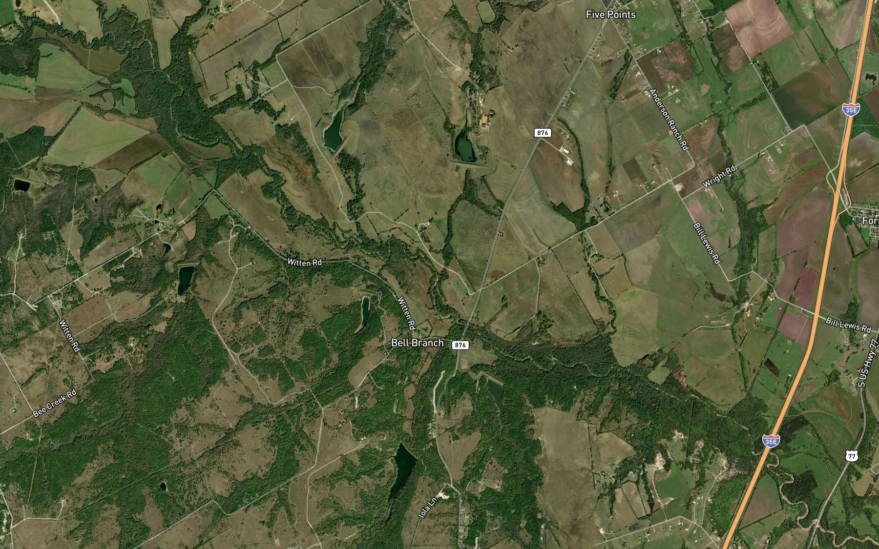 Satellite map of the Baker Branch
