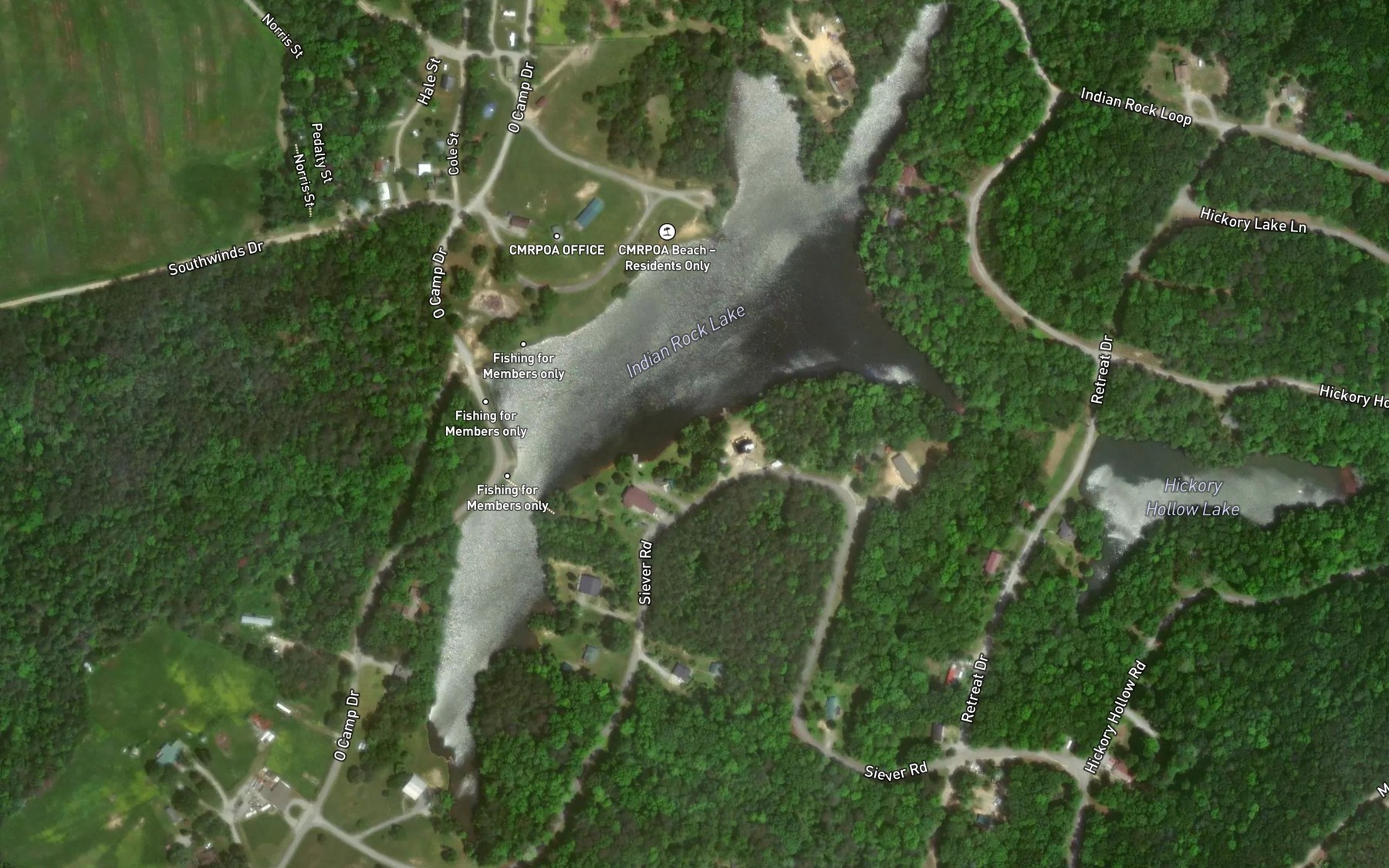 Satellite map of the Indian Rock Lake