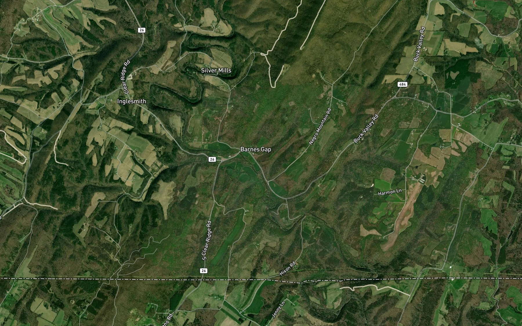 Satellite map of the Crooked Run