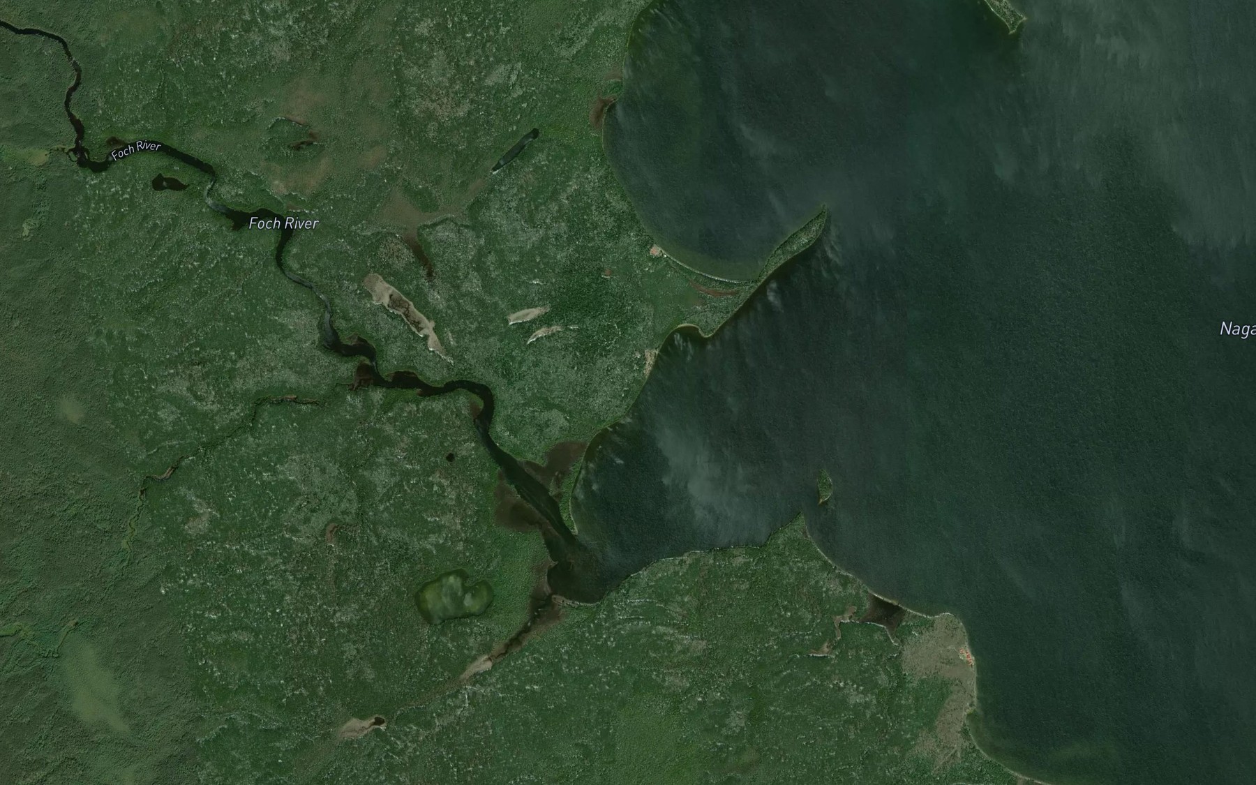 Satellite map of the Foch River