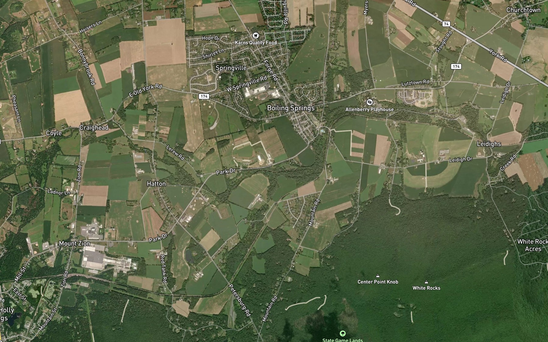 Satellite map of the Old Town Run