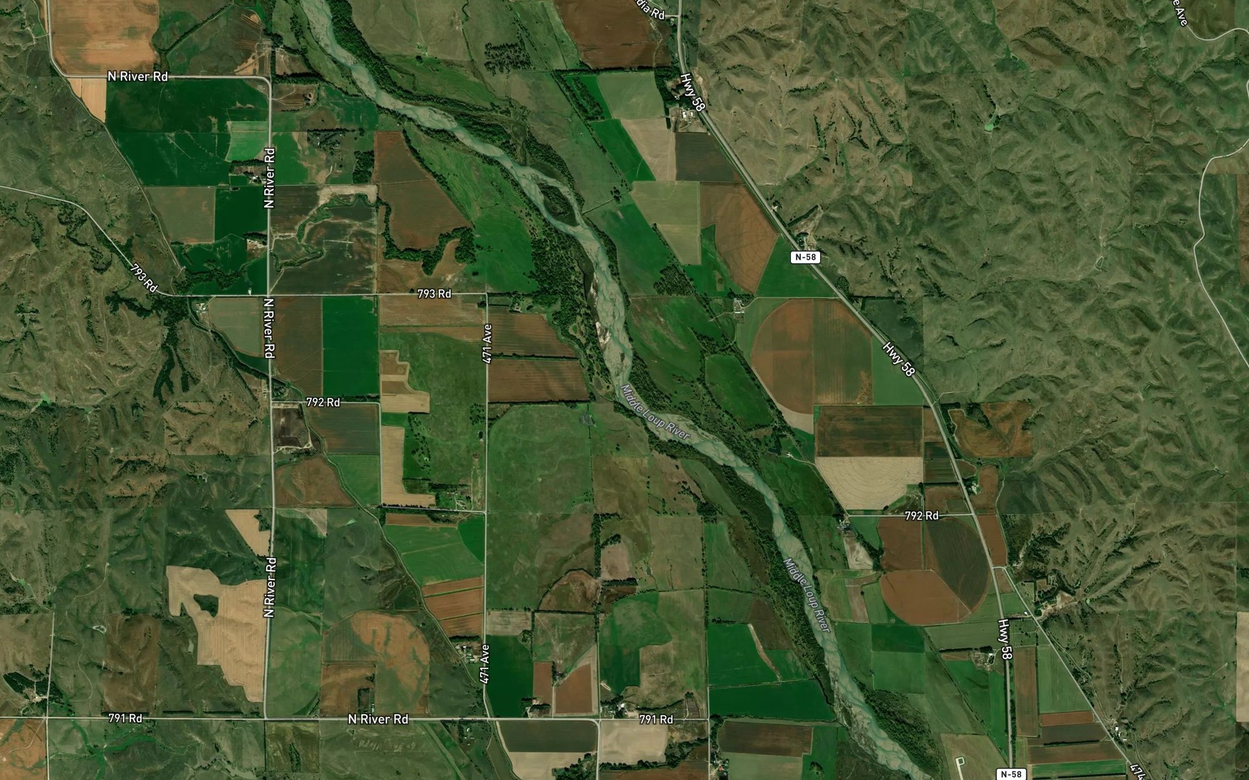 Satellite map of the Cole Creek