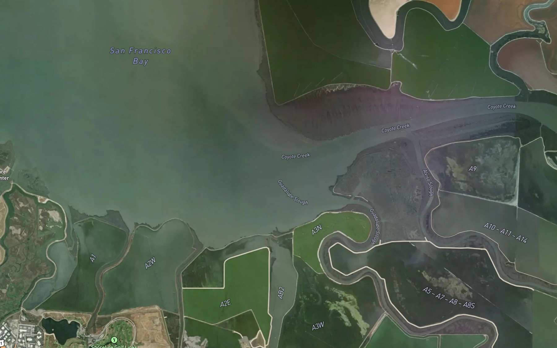 Satellite map of the Coyote Creek