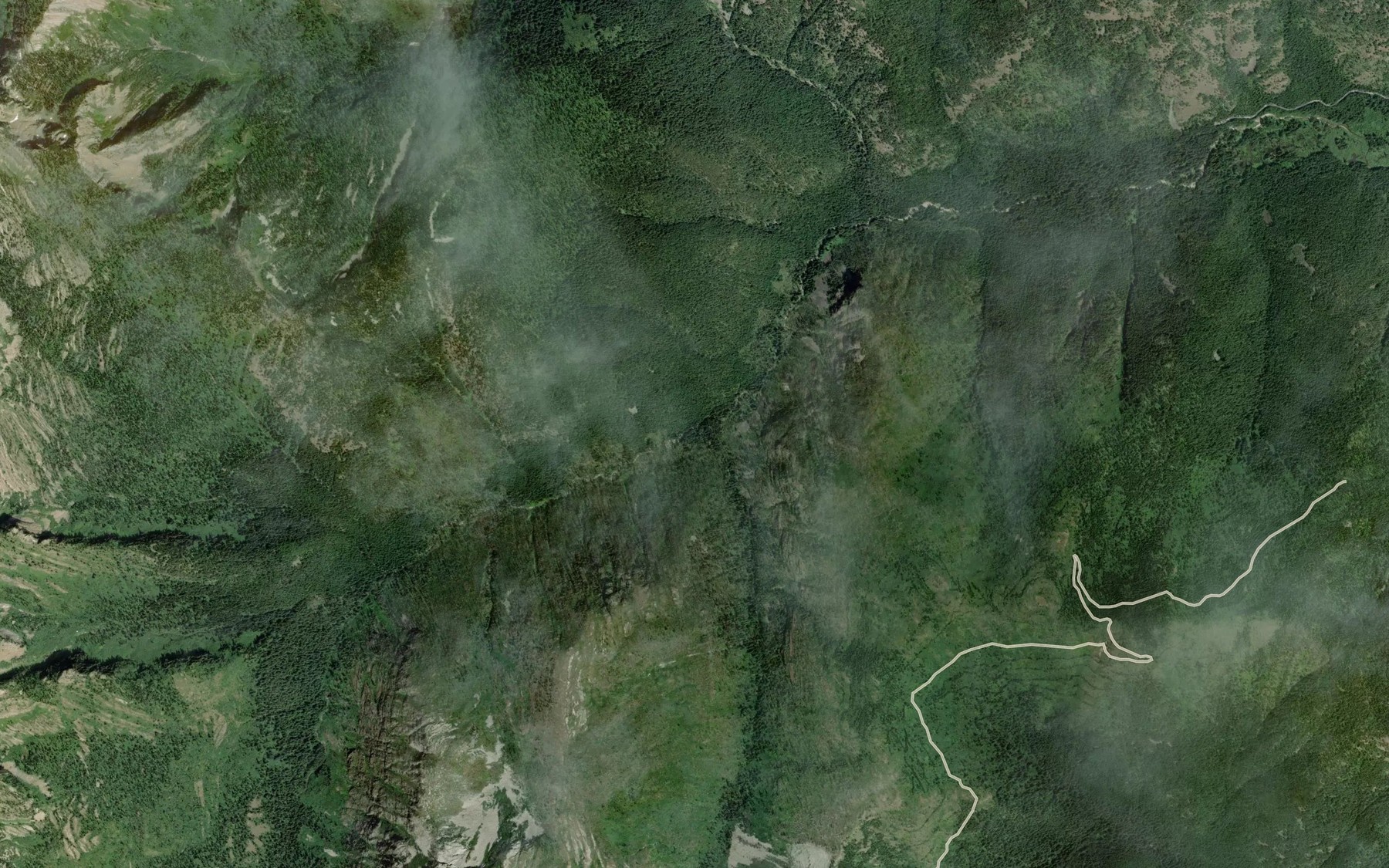 Satellite map of the South Fork Ross Creek