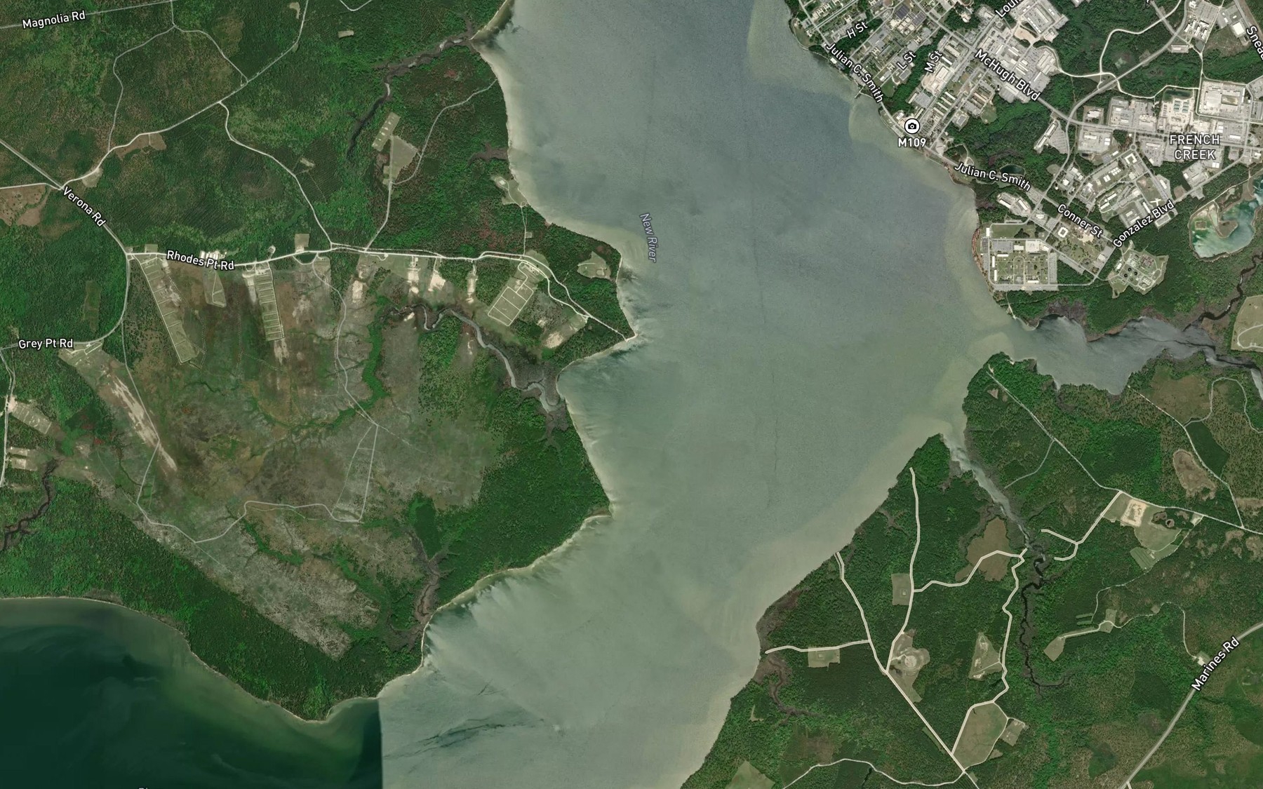 Satellite map of the Whitehurst Creek