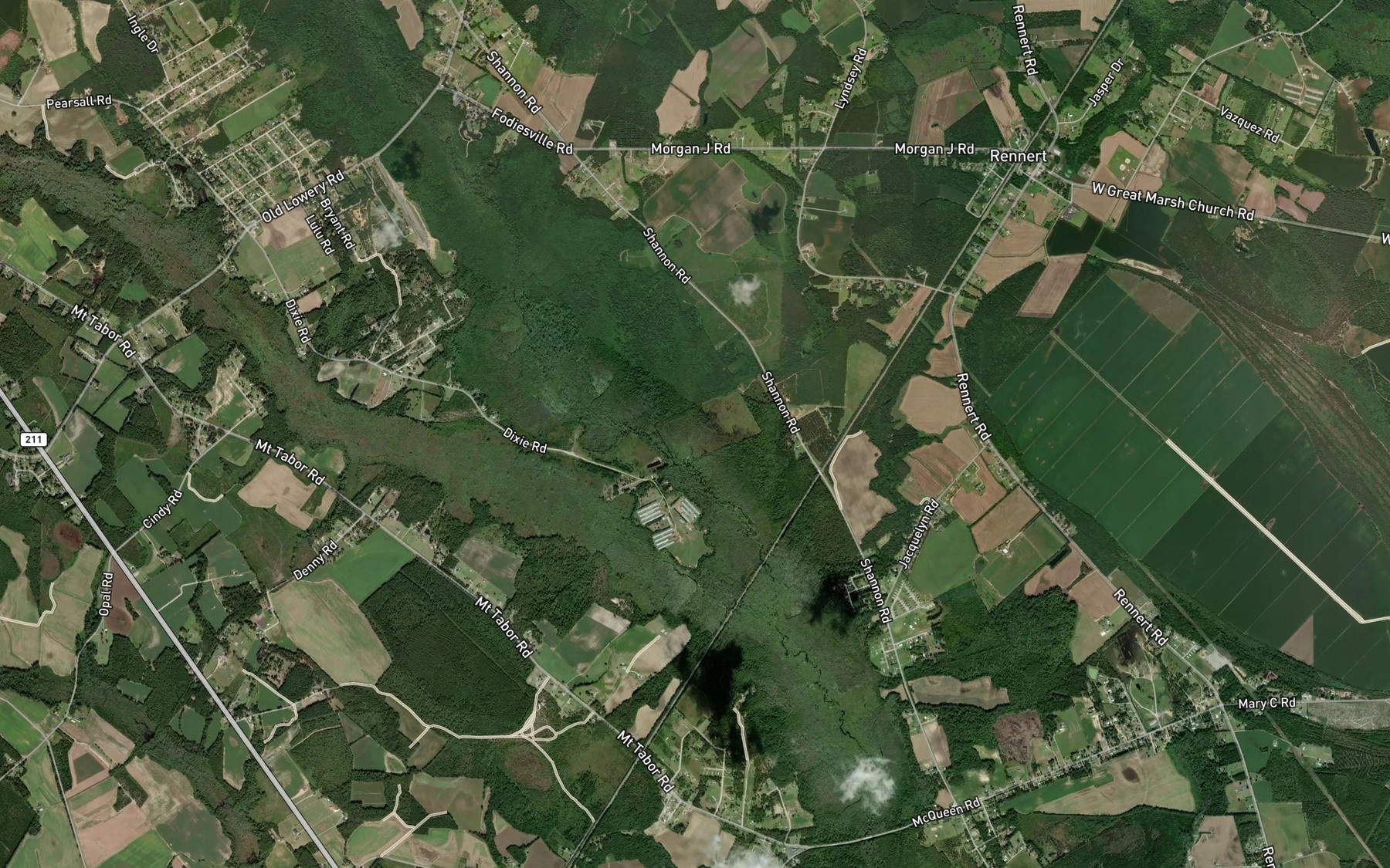 Satellite map of the Smith Branch