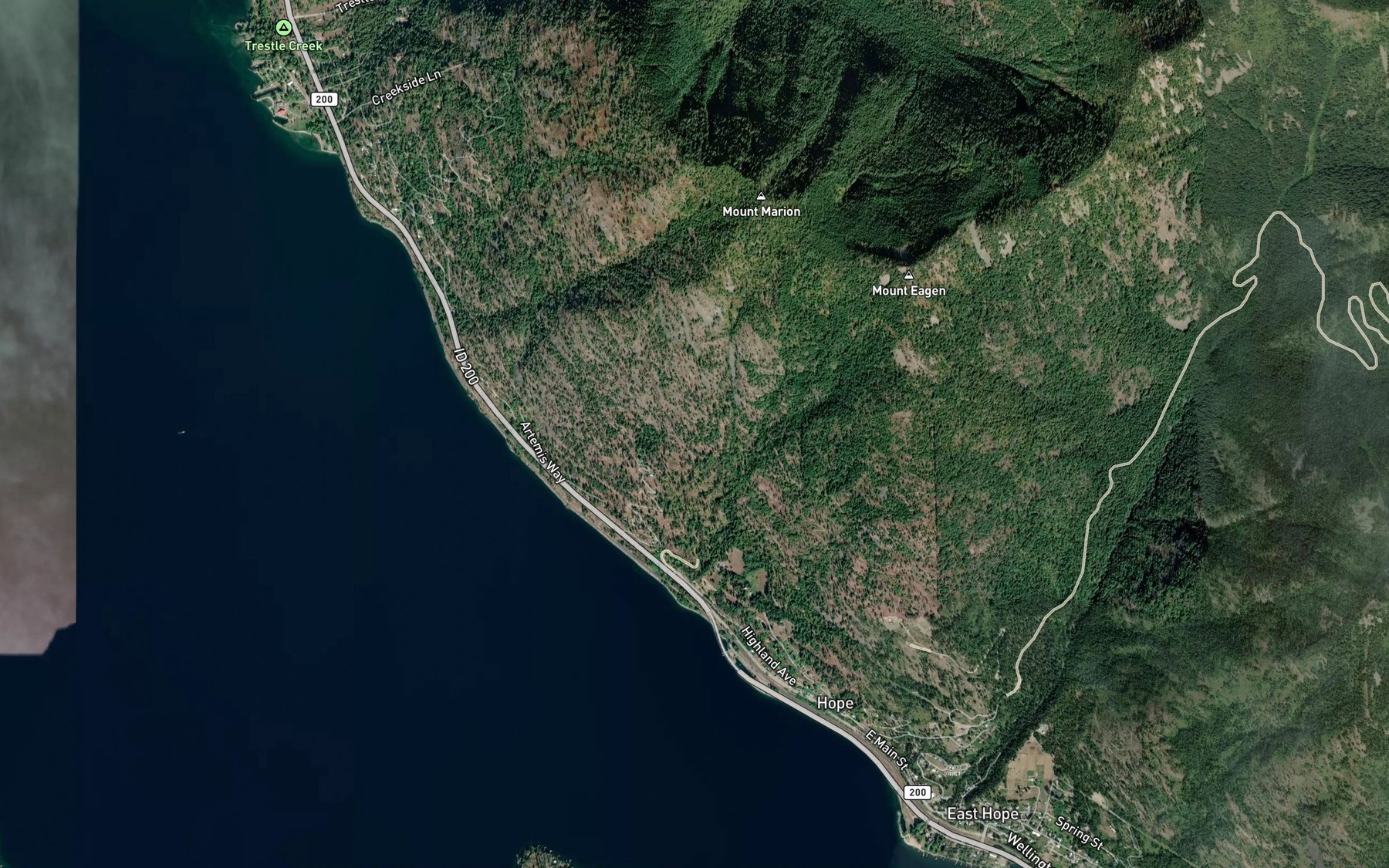 Satellite map of the Char Creek