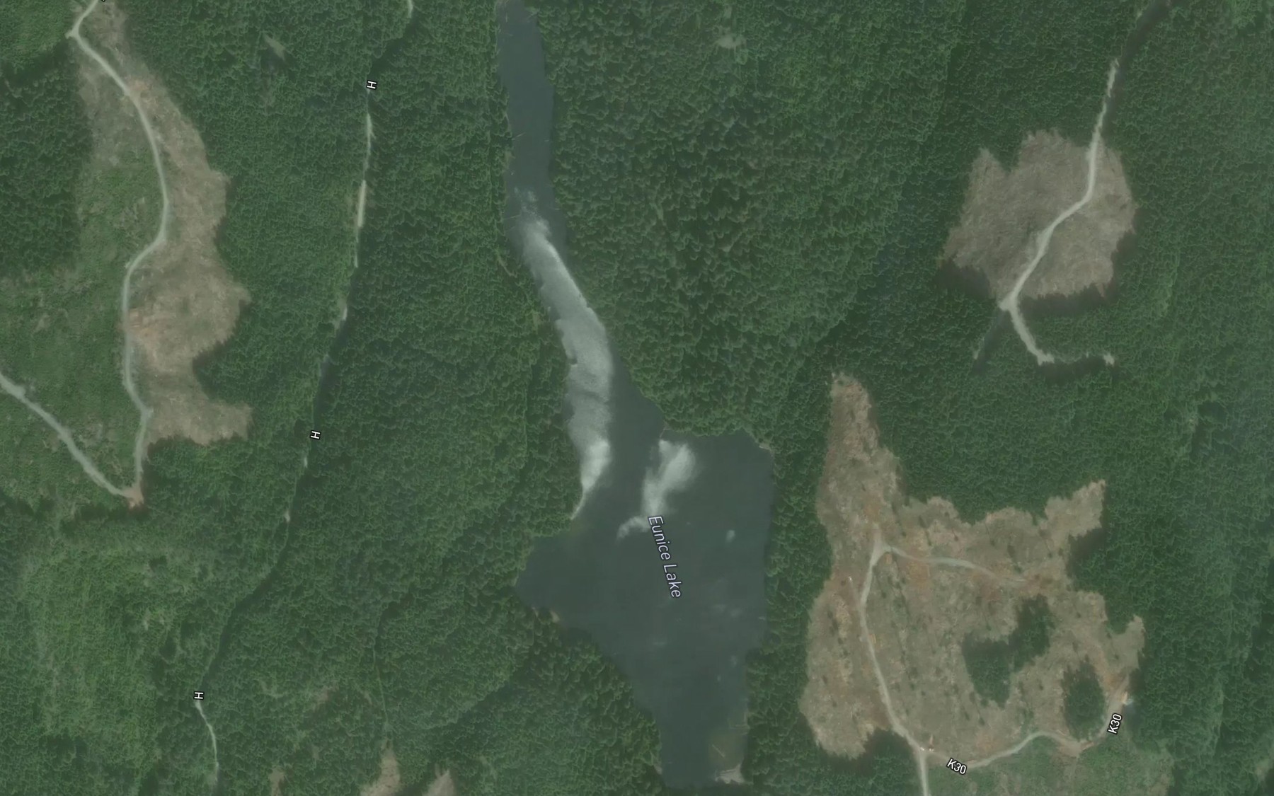 Satellite map of the Eunice Lake